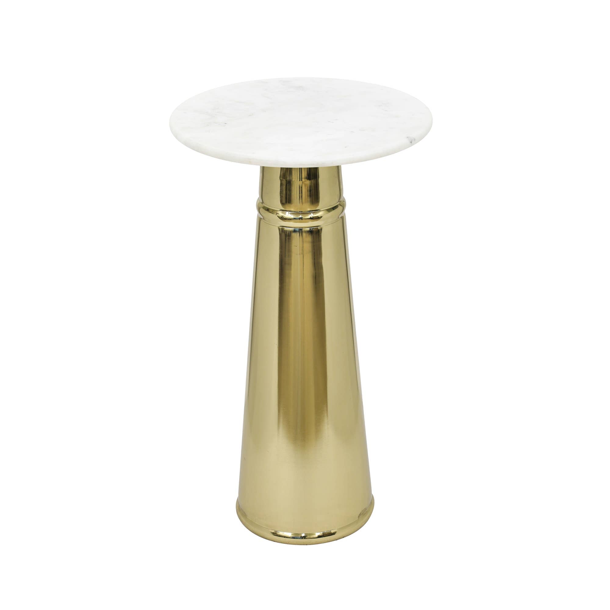 White Marble Top Side Table with Gold-Finished Metal Base