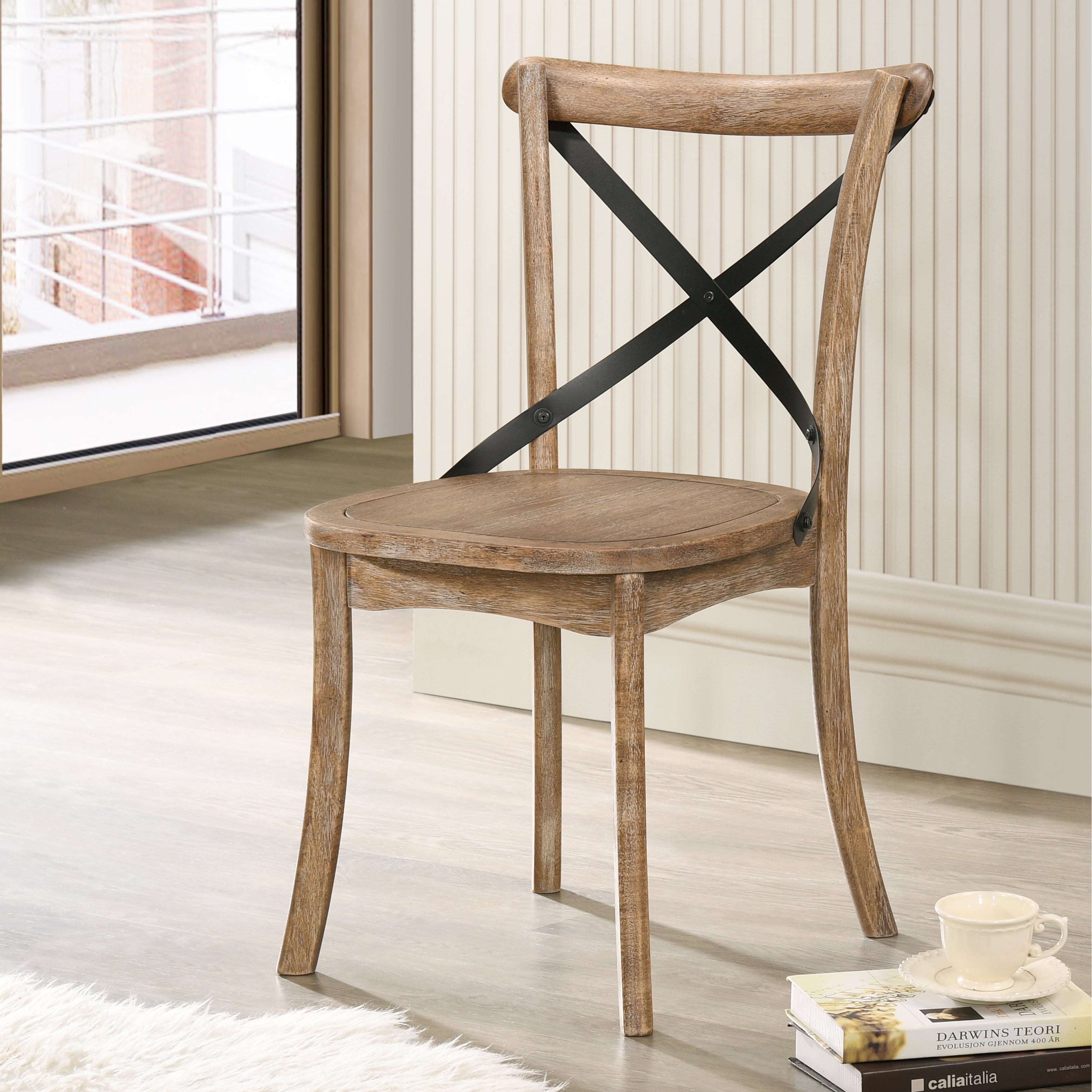 Rustic Oak Dining Chair, Set of 2