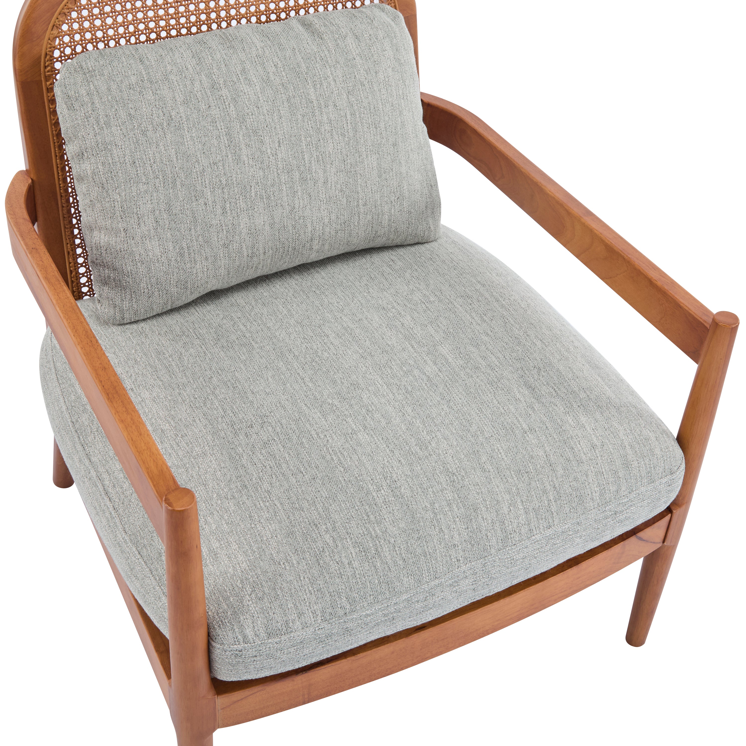 Elliston Solid Wood and Rattan Accent Chair with Cushions, Set of 2