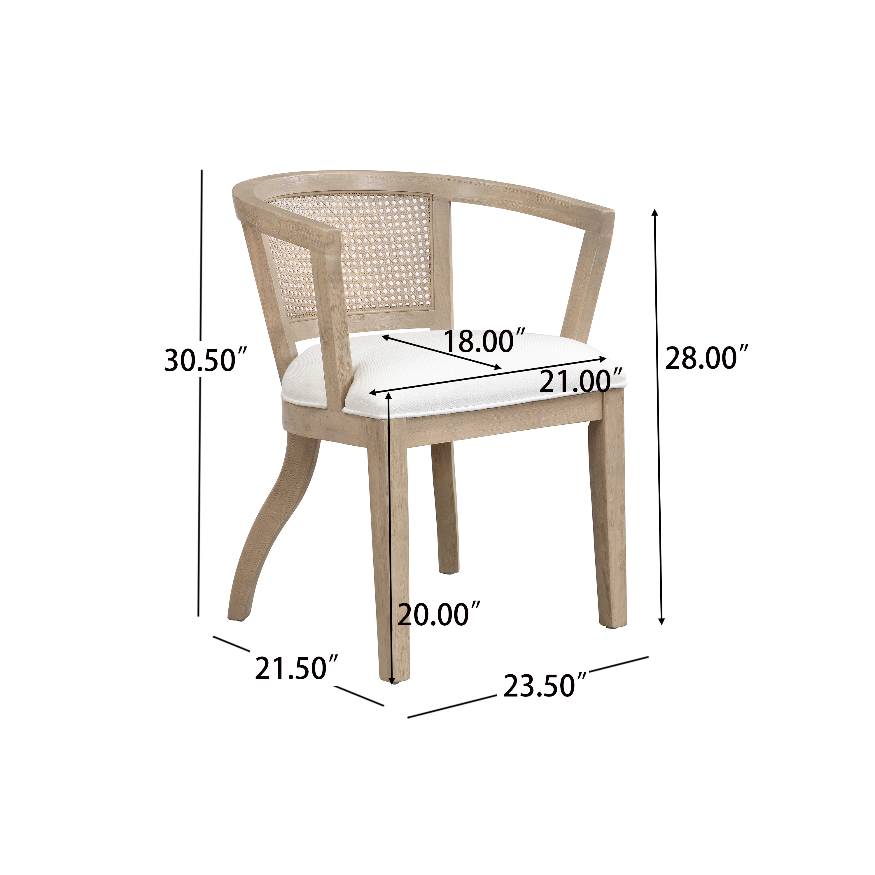 Rattan Barrel Dining Chair, Set of 2