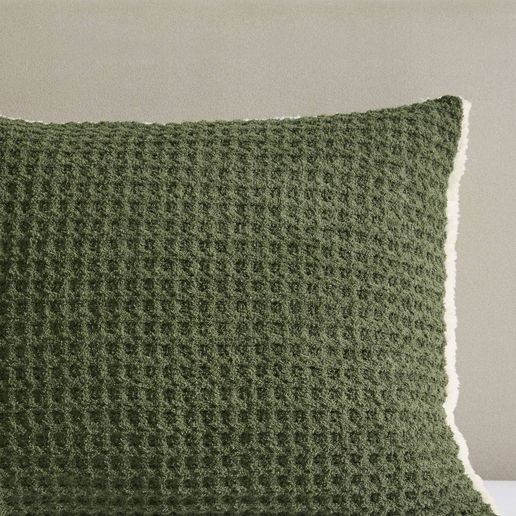 2 Piece Olive Waffle Knit Chenille Comforter Set