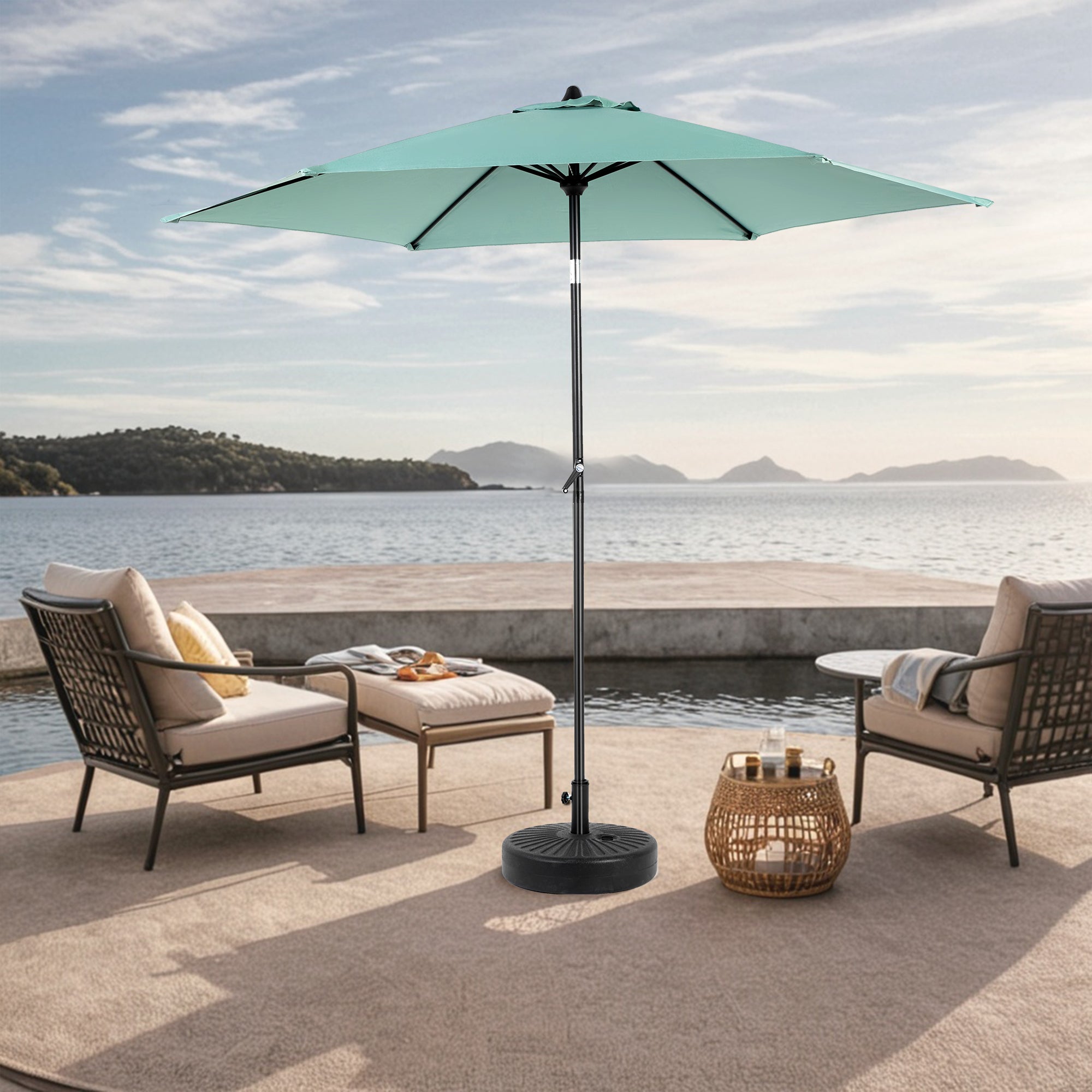 9' Outdoor Patio Umbrella Outdoor Table Umbrella with Push Button Tilt and Crank, Base Not Included