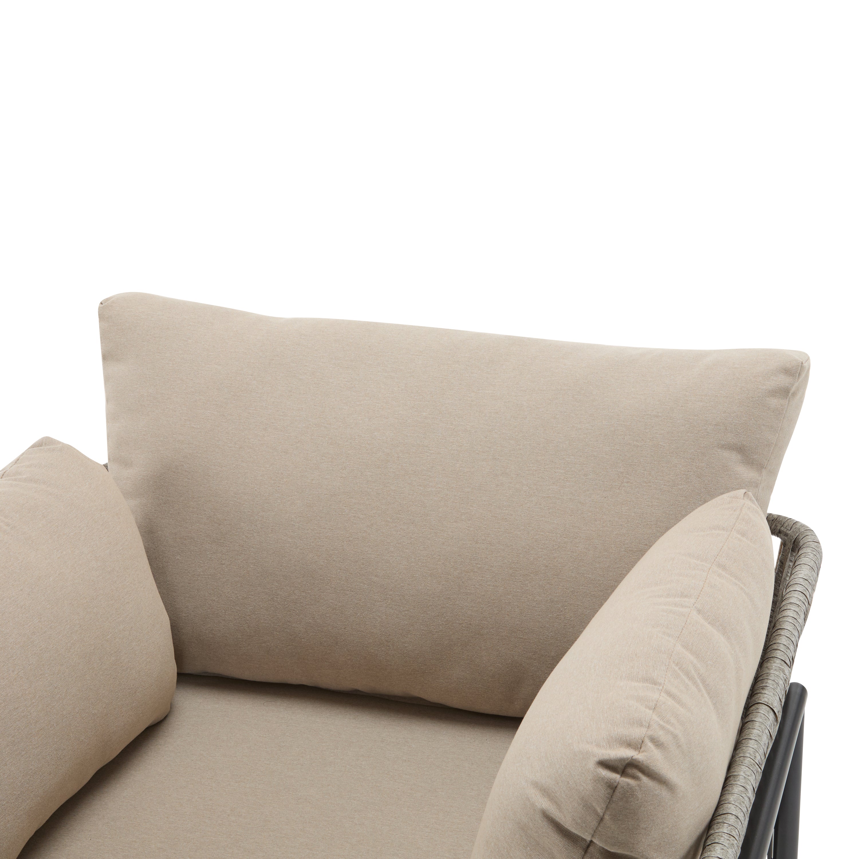 Brisa Outdoor Modern Iron Lounge Chair with Rope Weave