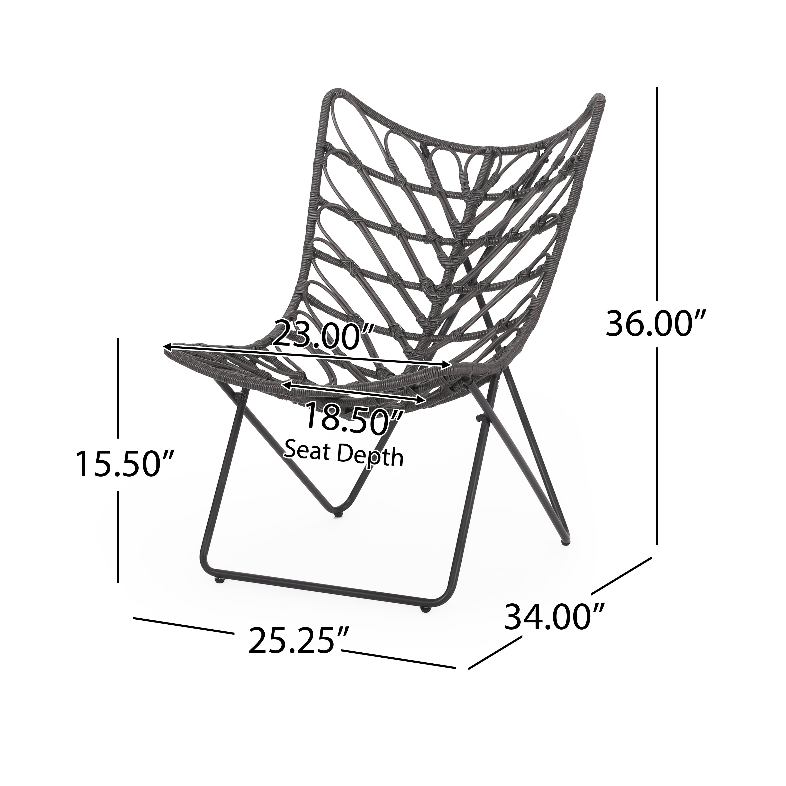 Outdoor Rattan Chair with Geometric Cross Base, Set of 2