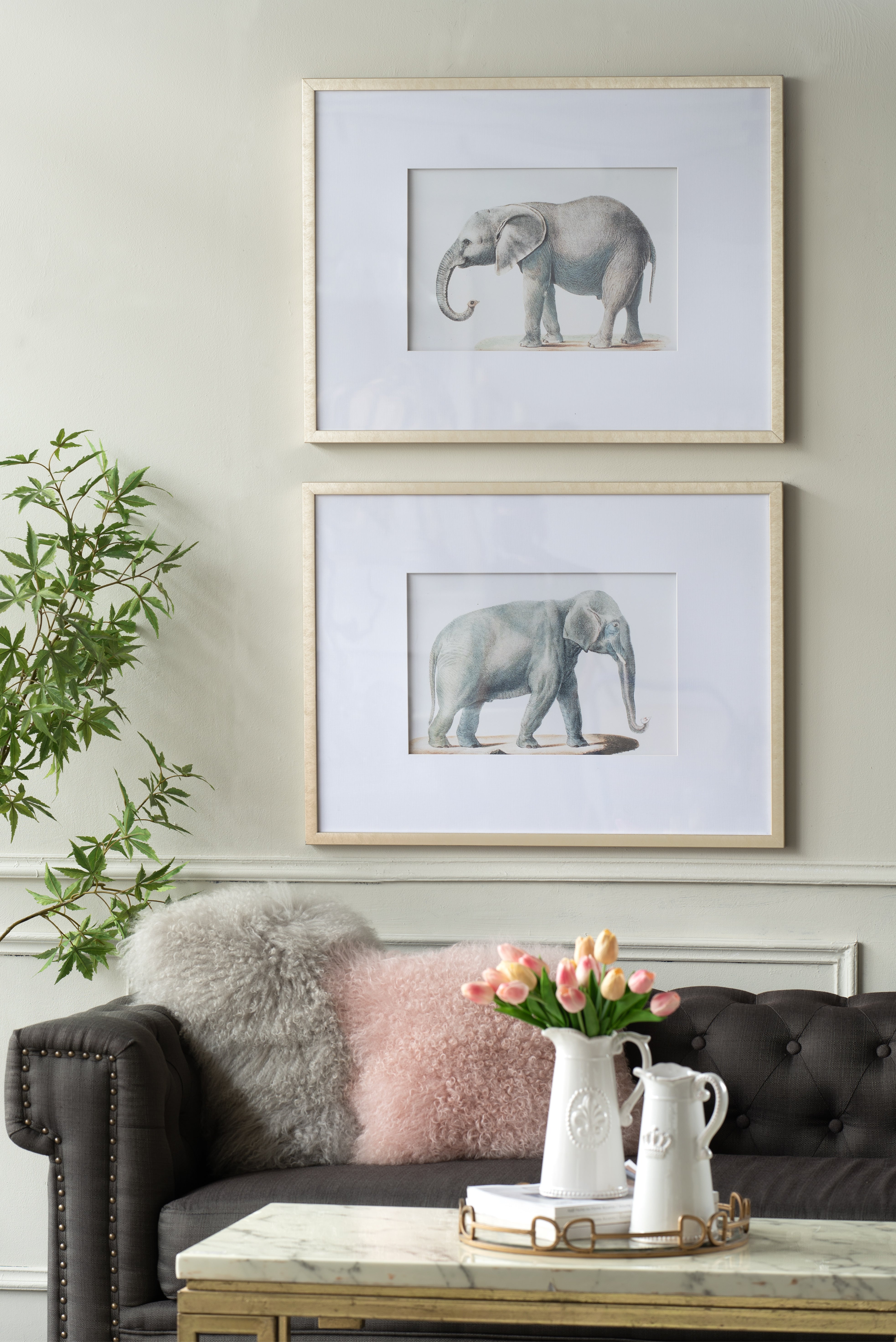 Elephant Pencil Drawings, Set of 2