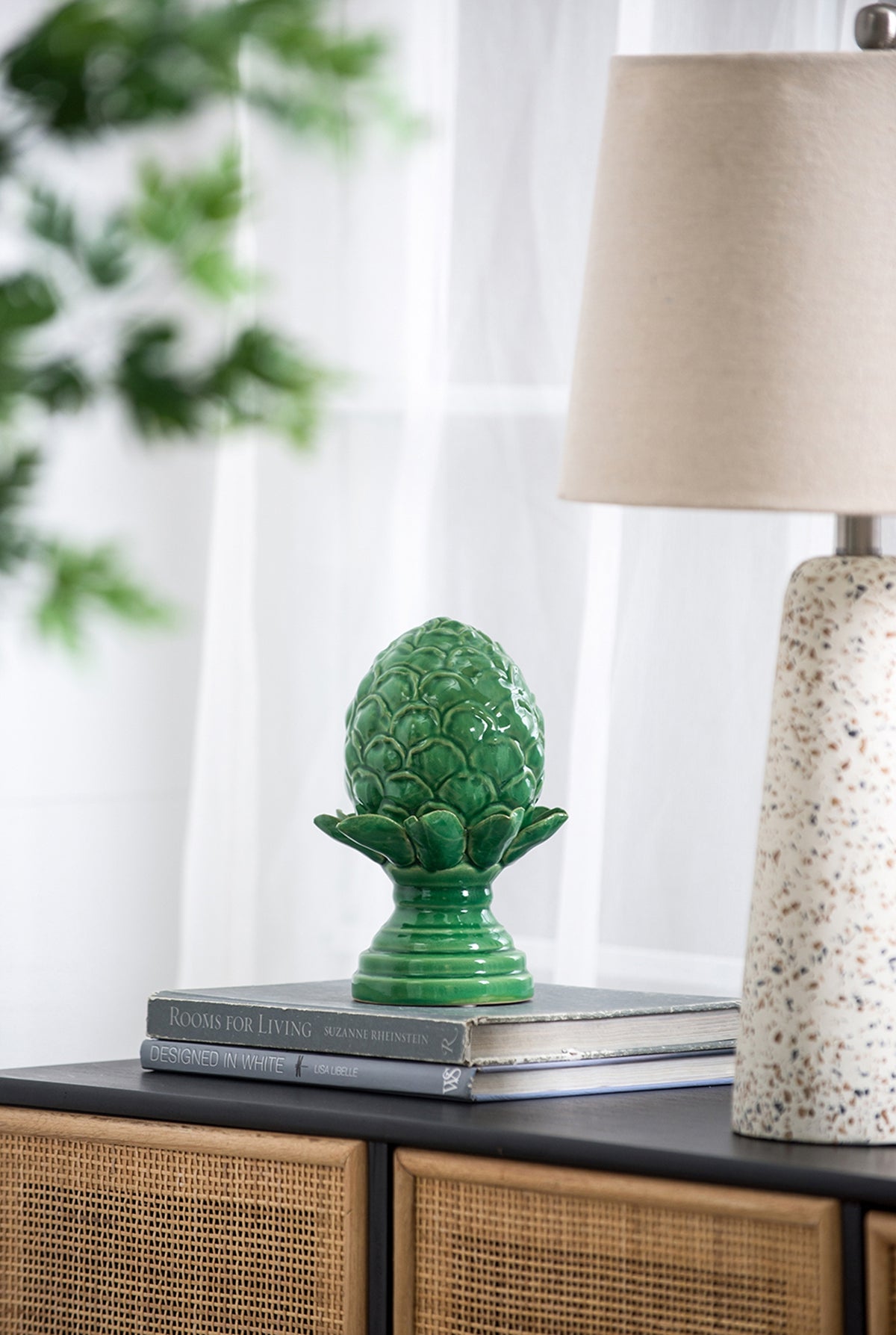 Helsa Ceramic Blooming Artichoke Accent