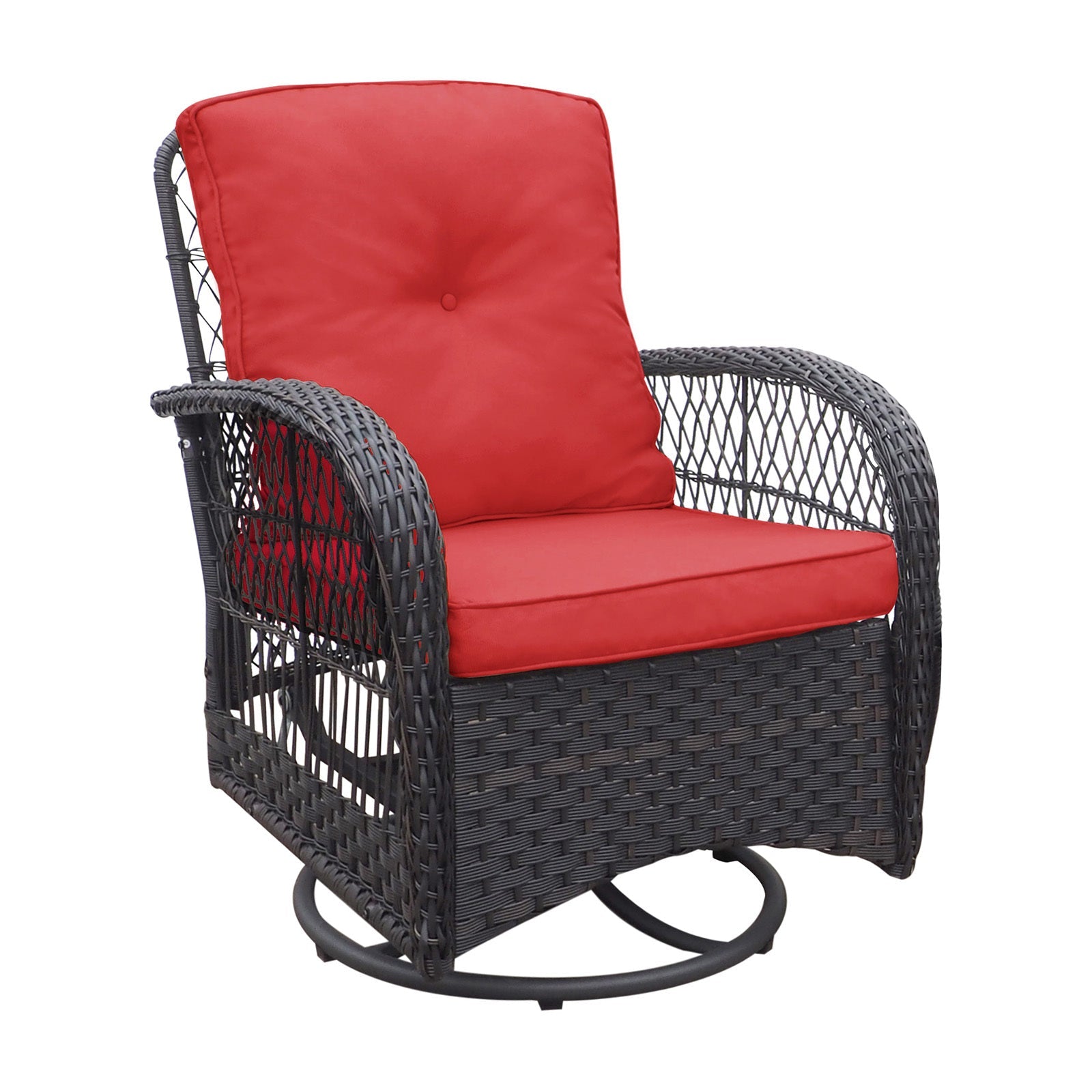 3 Piece Outdoor Wicker Rocker Swivel Conversation Set
