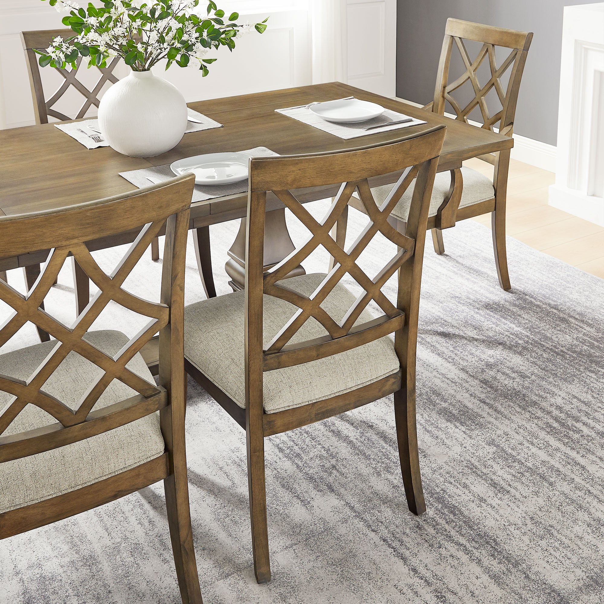 7-Piece Mid Century Extendable Wooden Dining Set
