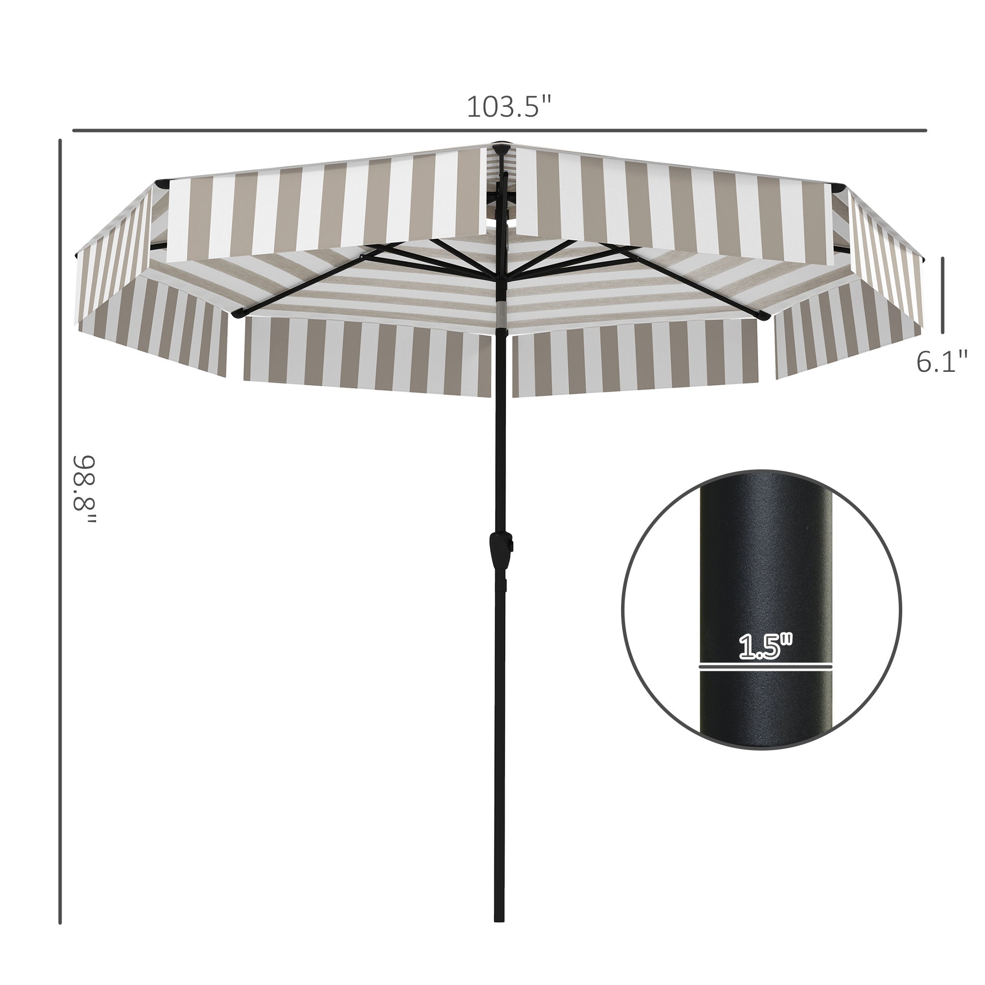 Bistro Stripe 2-Tier Vented Tiltable Patio Umbrella with Crank