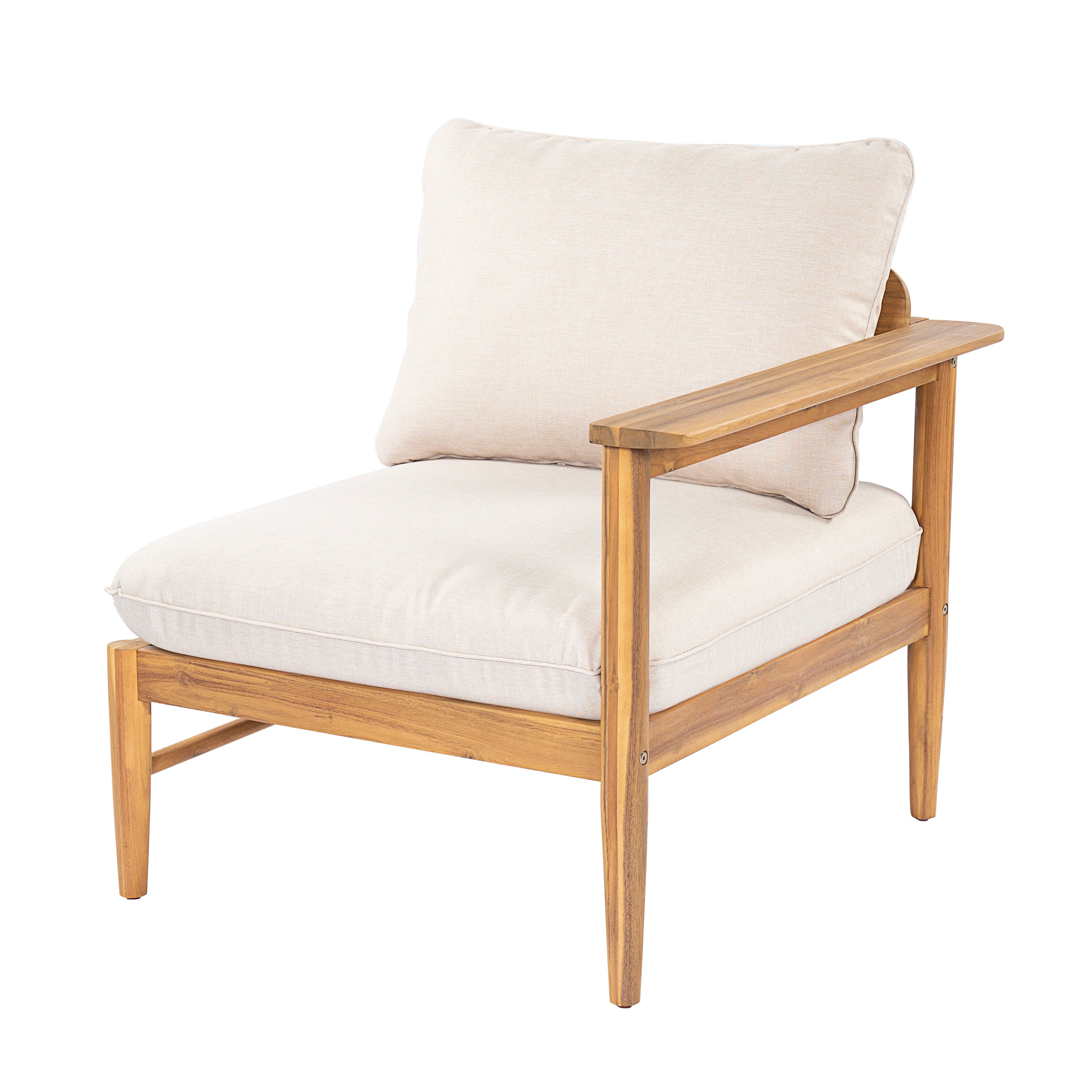 Terassi Outdoor Acacia Wood 4 Seater Sofa, Light Teak Finish with Beige Cushion