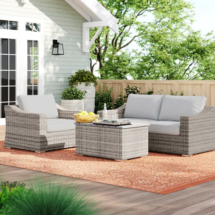 Laguna Sol Stylish Rattan Wicker Fully Assembled 3-Person Outdoor Seating Set
