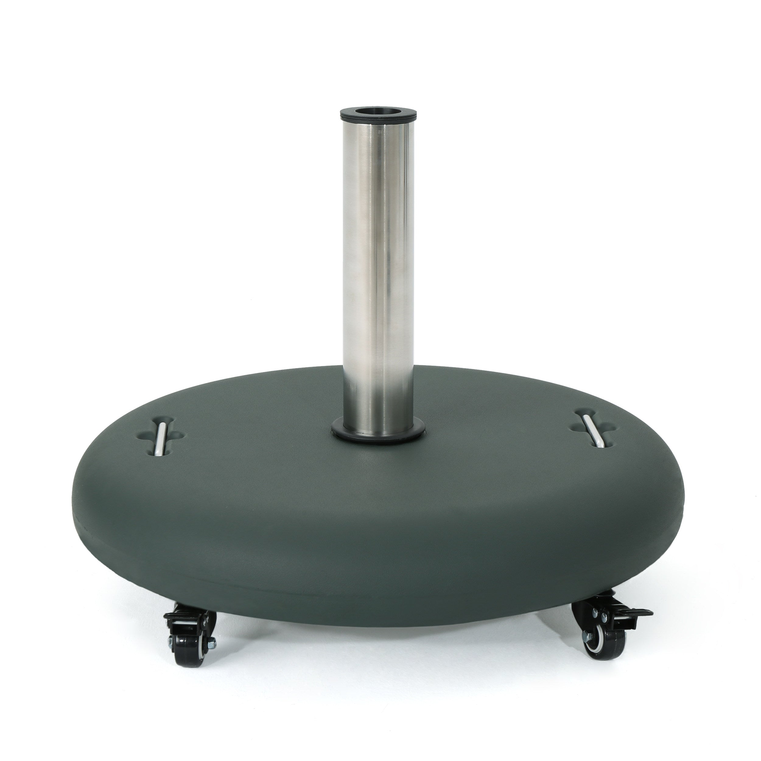 Prehnite Outdoor Round Umbrella Base with Casters and Stainless Steel Holder