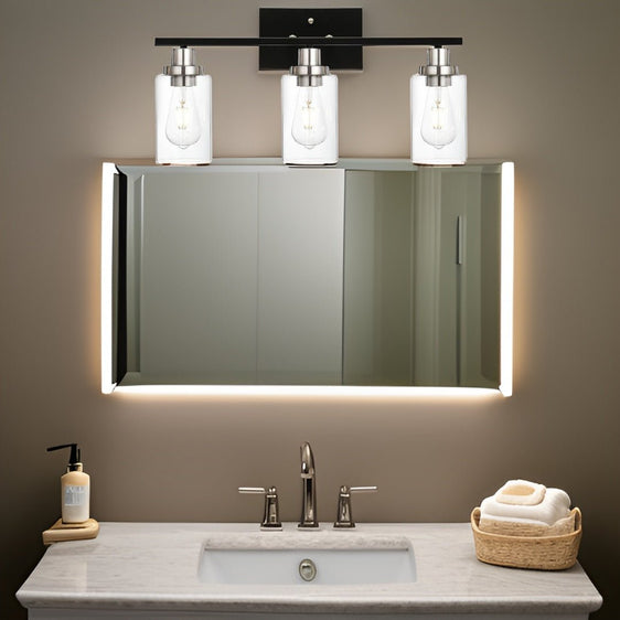 3-Light Bath Vanity Light with Clear Glass Shade - Vanity Lights