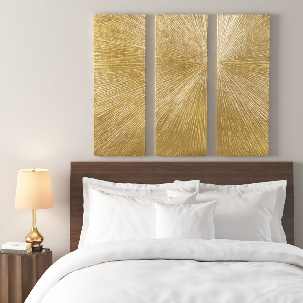 3 - Piece Hand Painted Wall Art Set with Metallic Art - Wall Decor