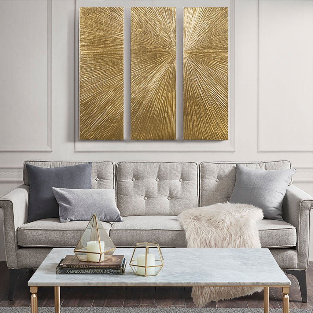 3 - Piece Hand Painted Wall Art Set with Metallic Art - Wall Decor