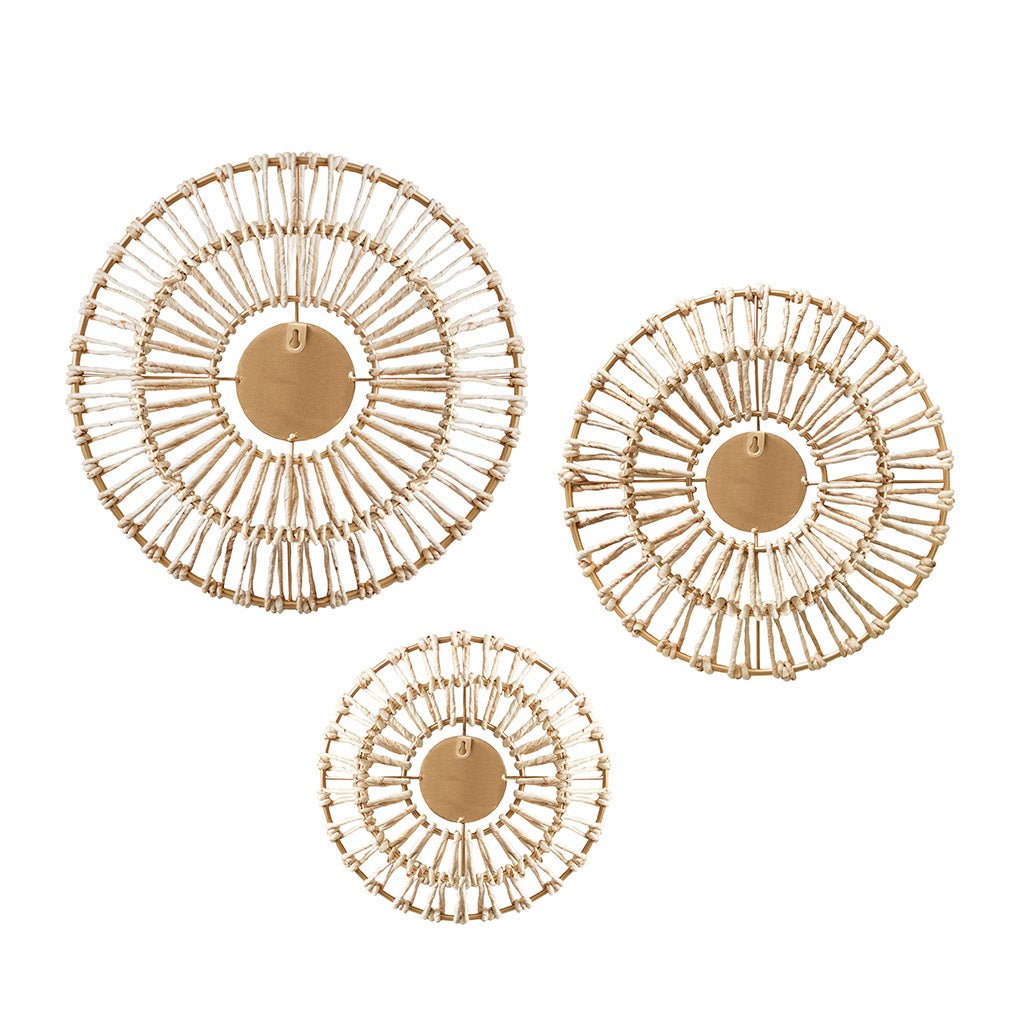 3 - Piece Wall Art Set with Metal Frame and Mirror Glass in Center - Wall Decor