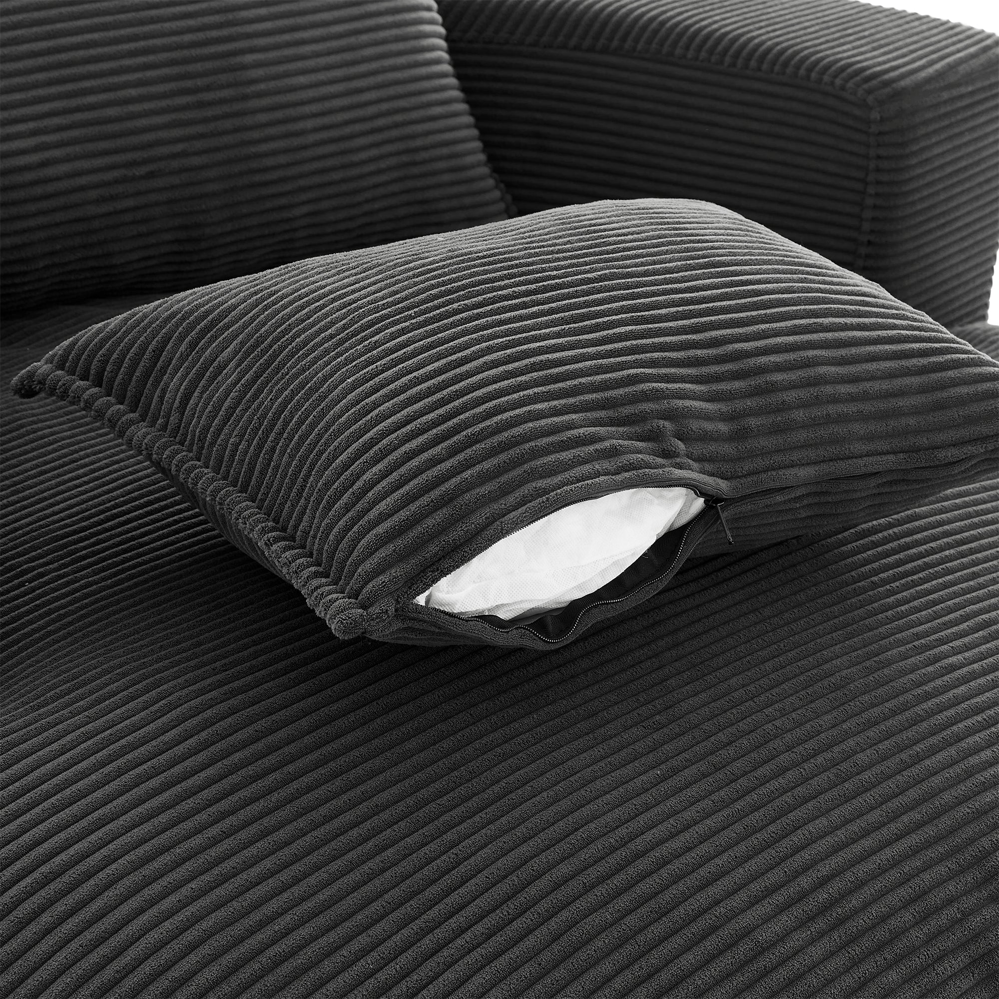 Corduroy 360° Swivel Accent Barrel Chair with 3 Removable Pillows
