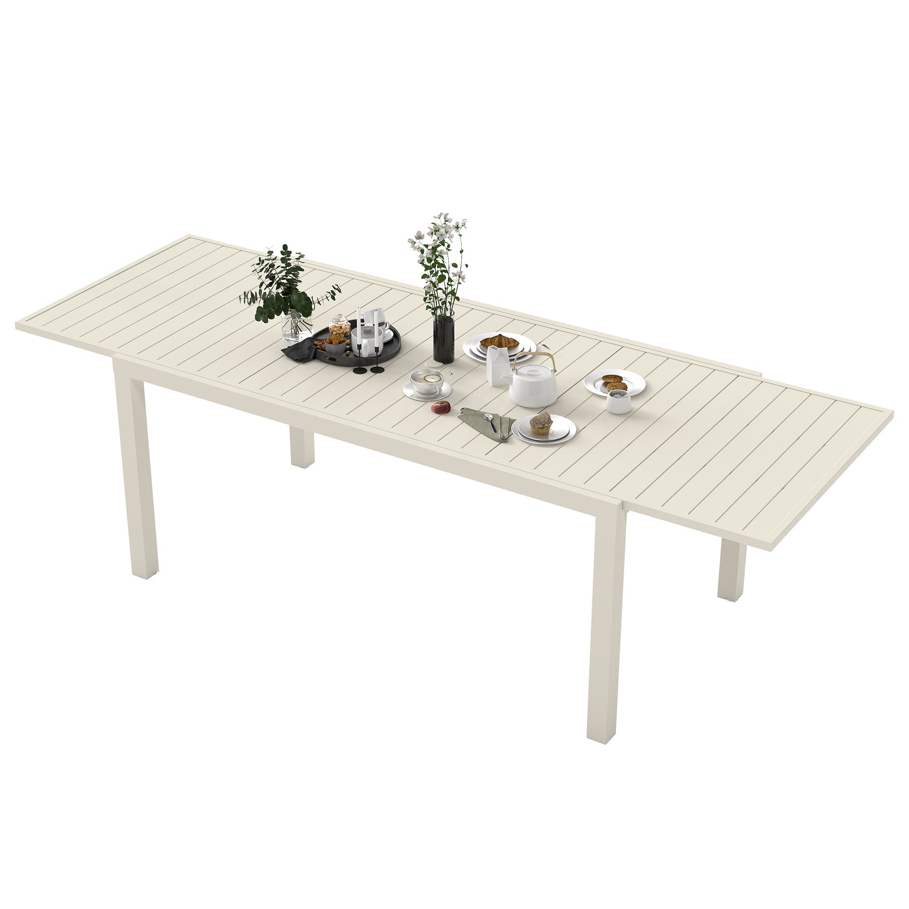 Extendable Aluminum Outdoor Dining Table - 97.2'L