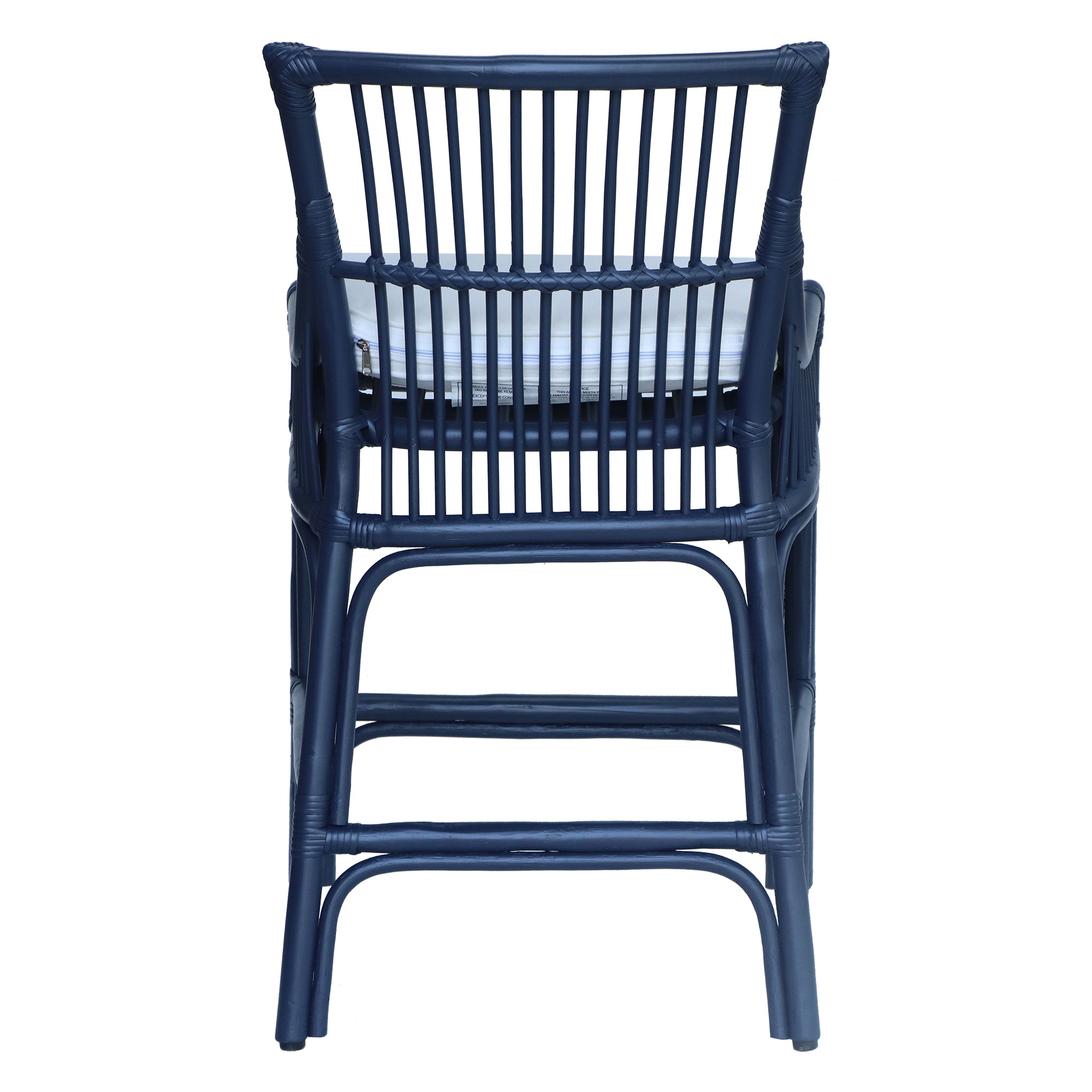 Rattan Slat Back Counter Stool Blue