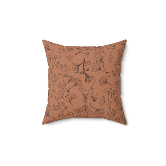 Floral Gingko Clay Autumn Decorative Throw Pillow