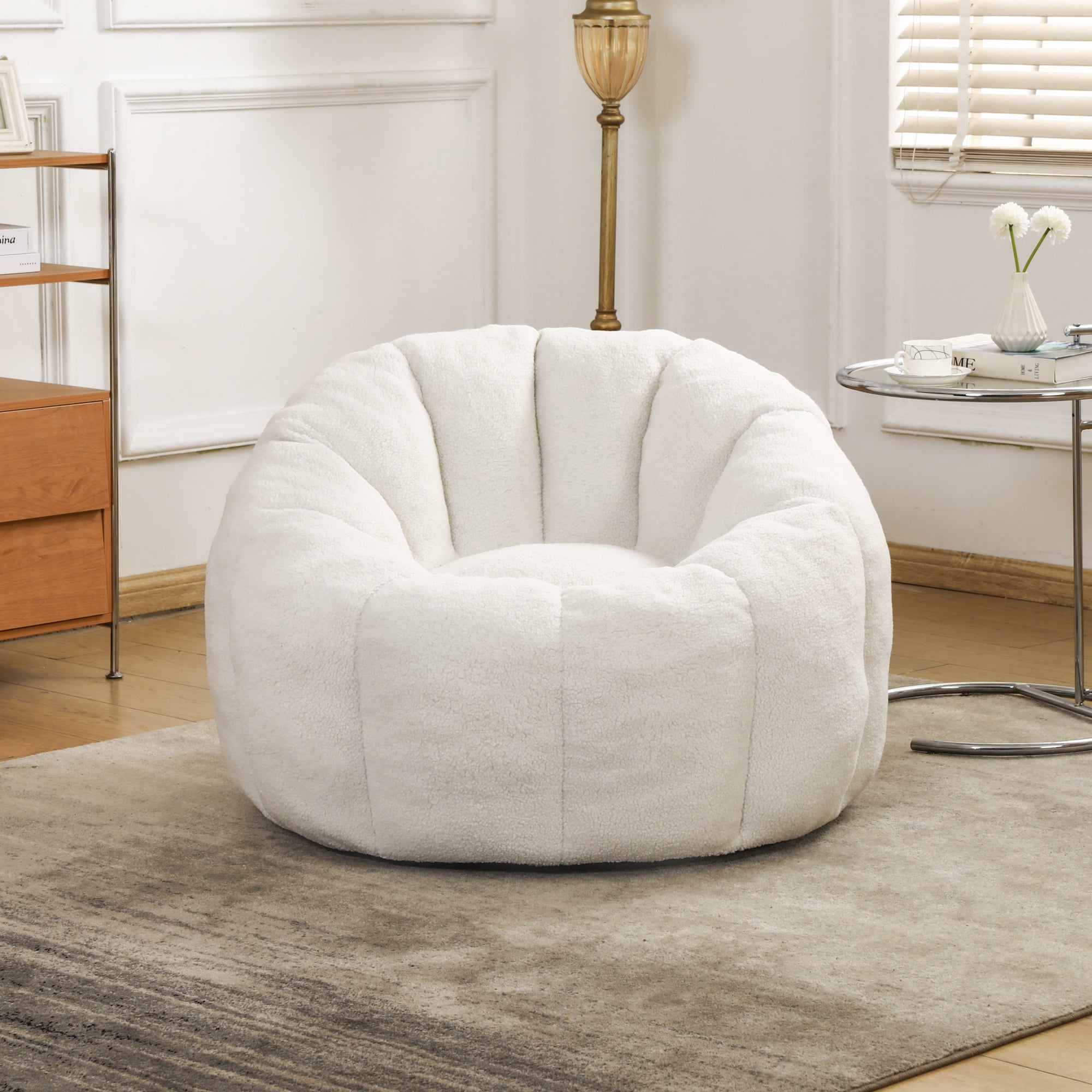 Plush Faux Fur Bean Bag Chair with Armrests