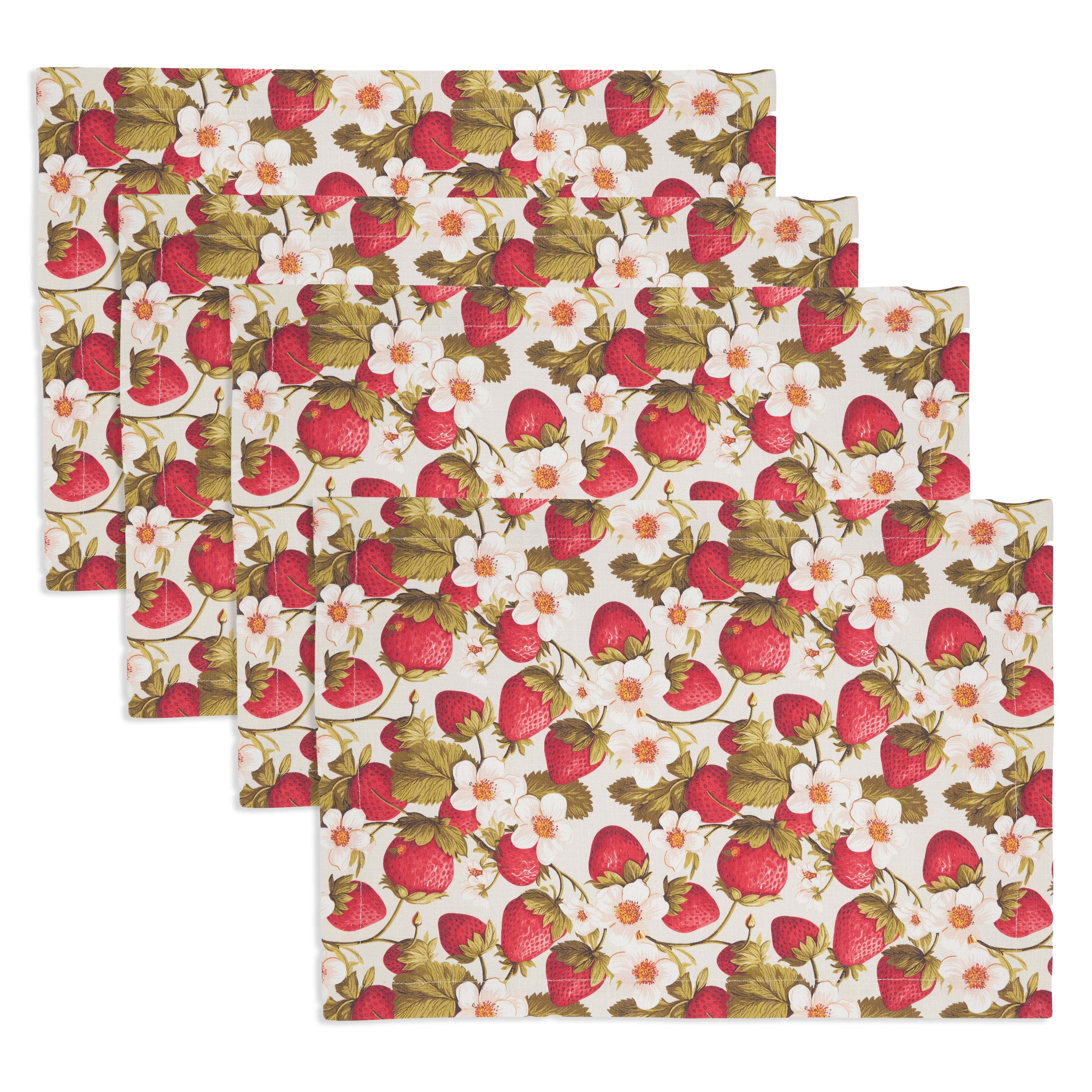 Breezy Juicy Strawberry Placemats, Set of 4