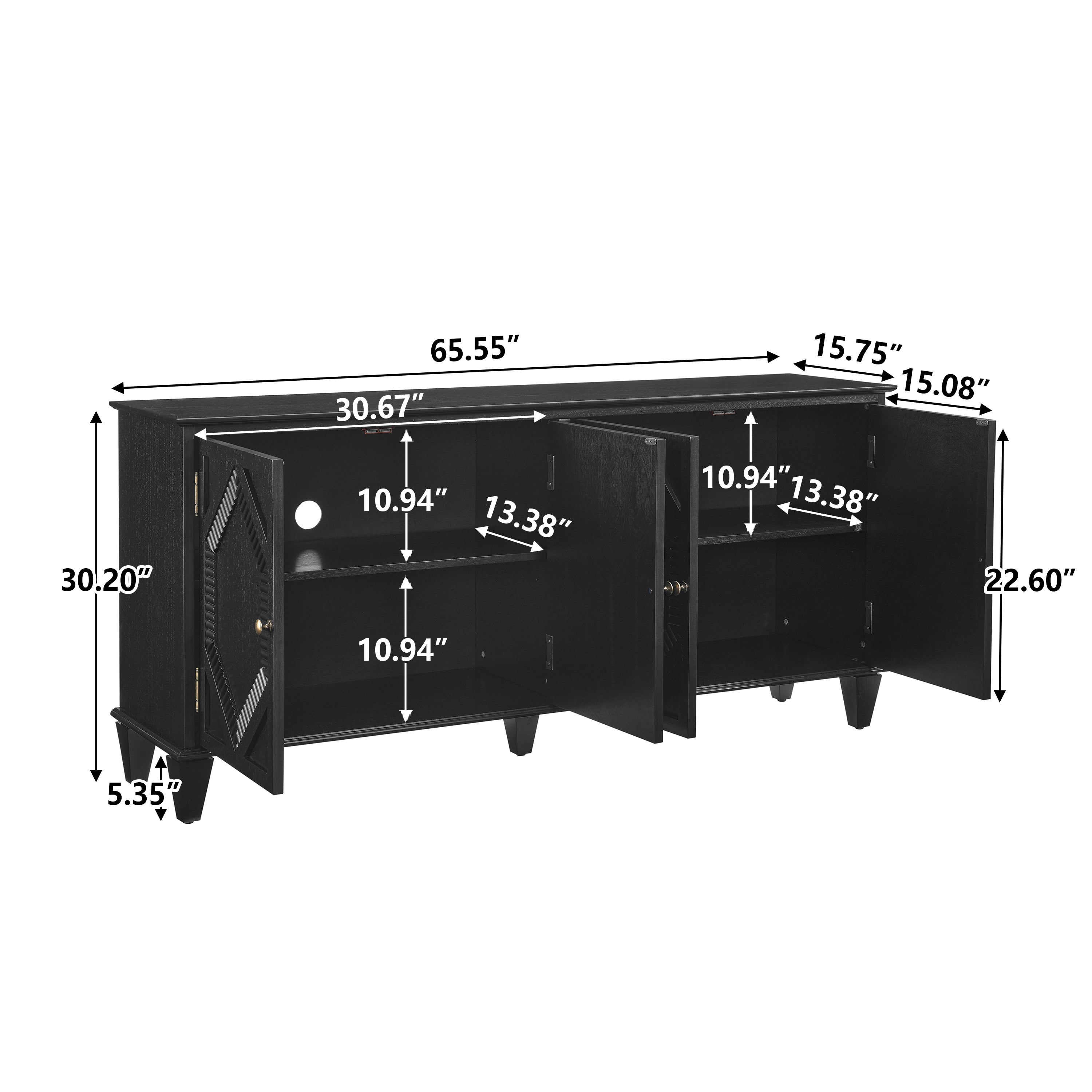 65.2' Mid Century Modern Geometric Accent Sideboard