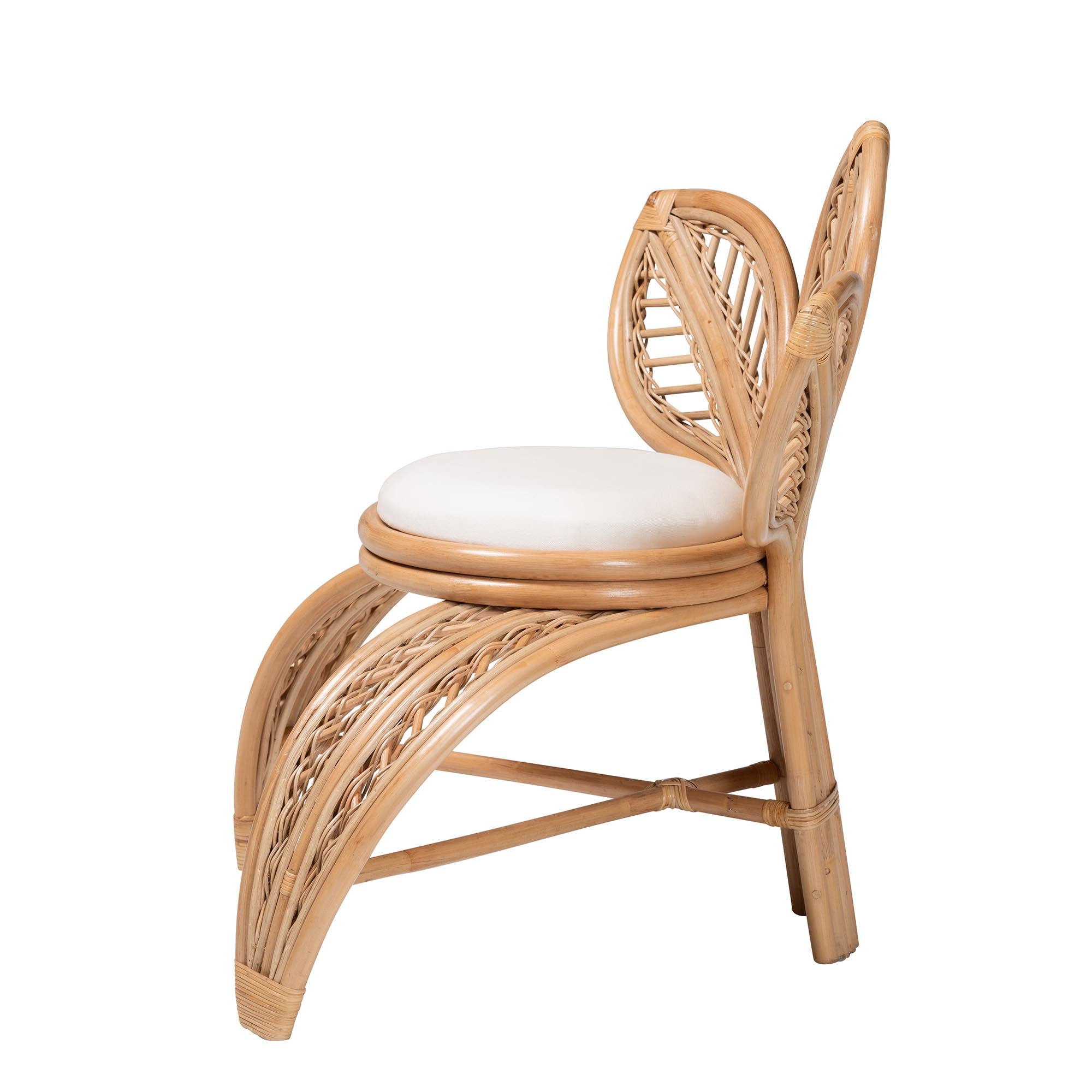 Modern Bohemian Natural Rattan Leaf Accent Chair