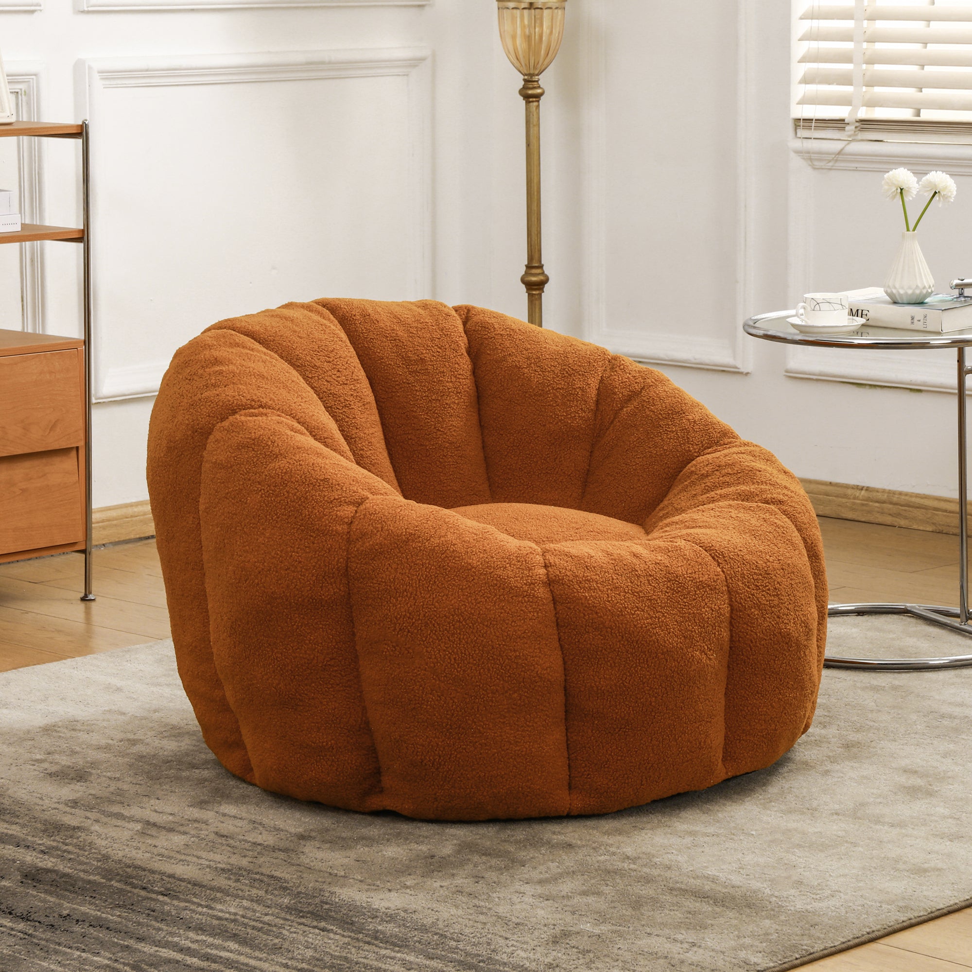 Plush Faux Fur Bean Bag Chair with Armrests