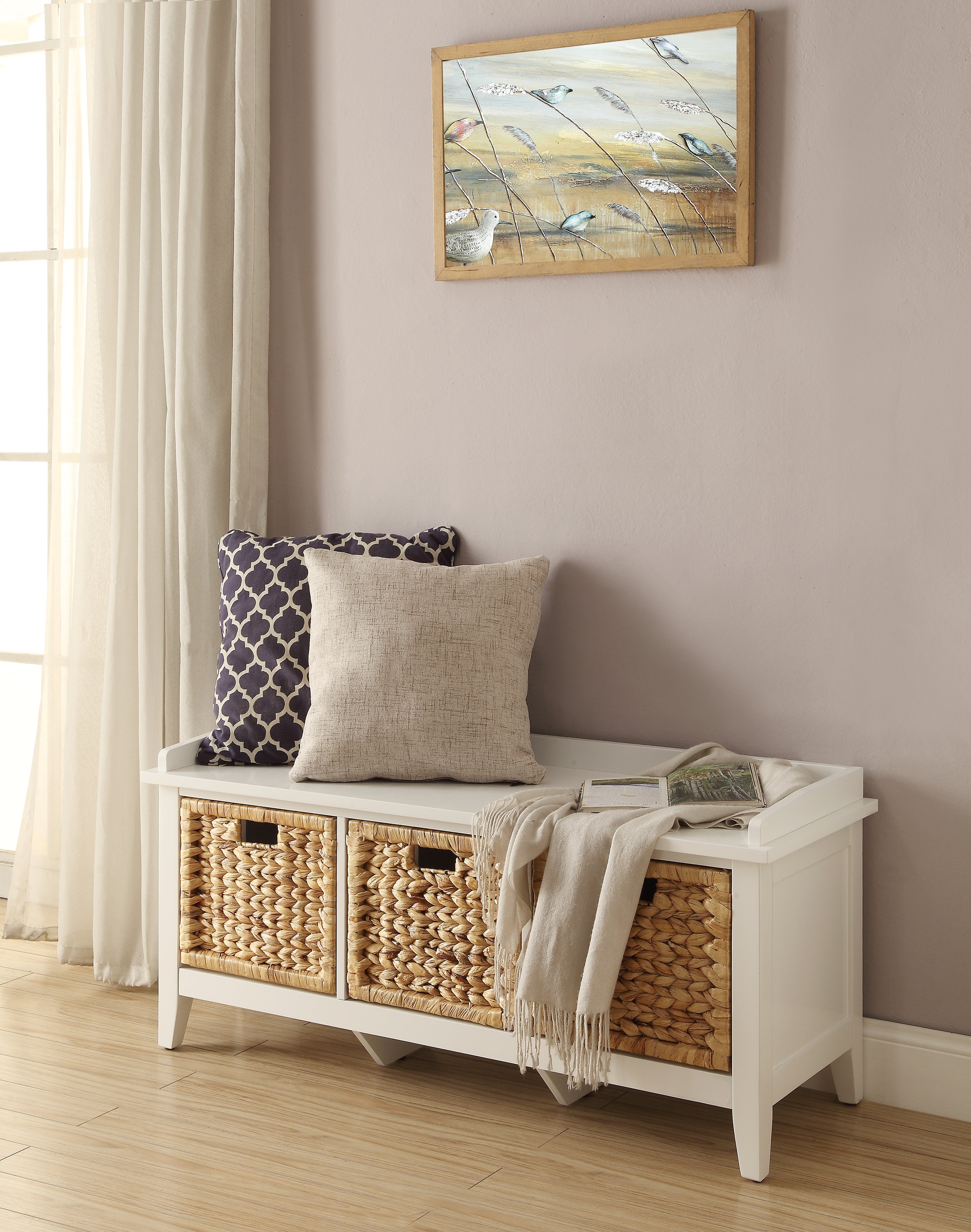 Flavius Rattan Bench with Storage