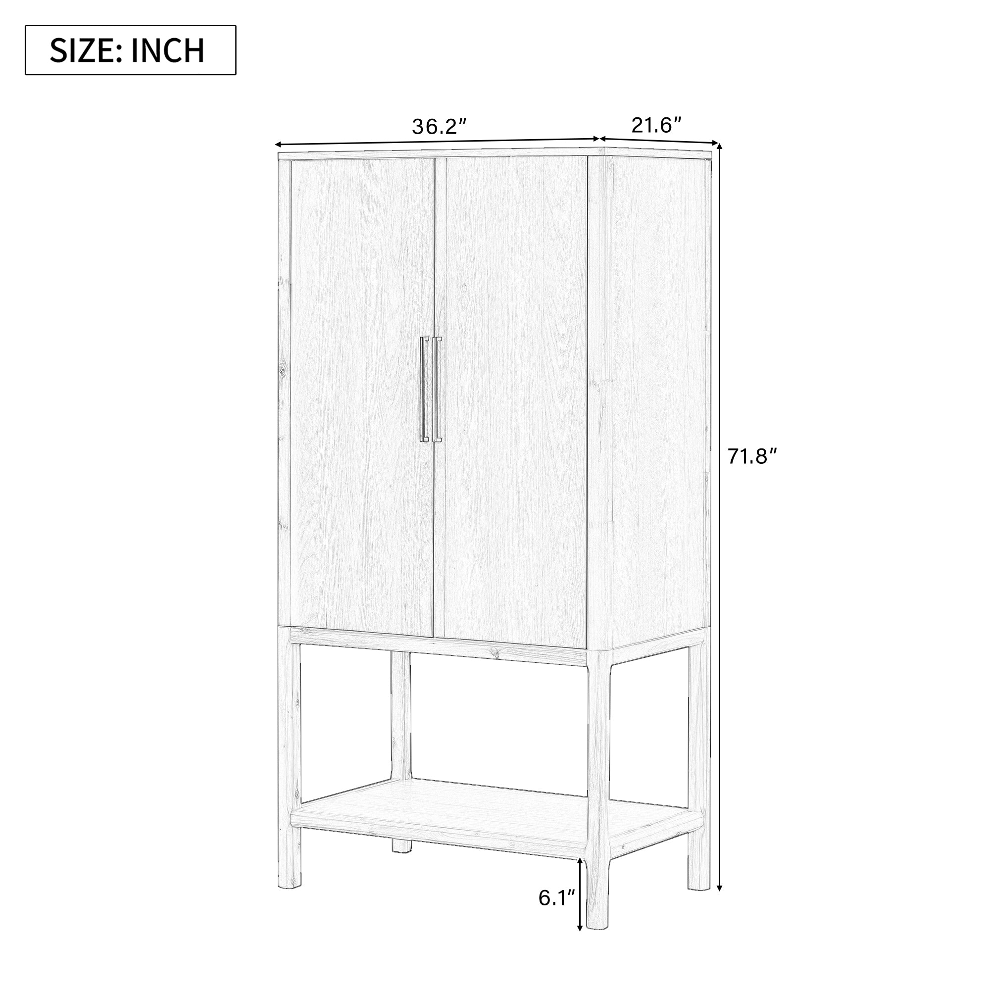 Modern Oak Veneer Tall Cabinet
