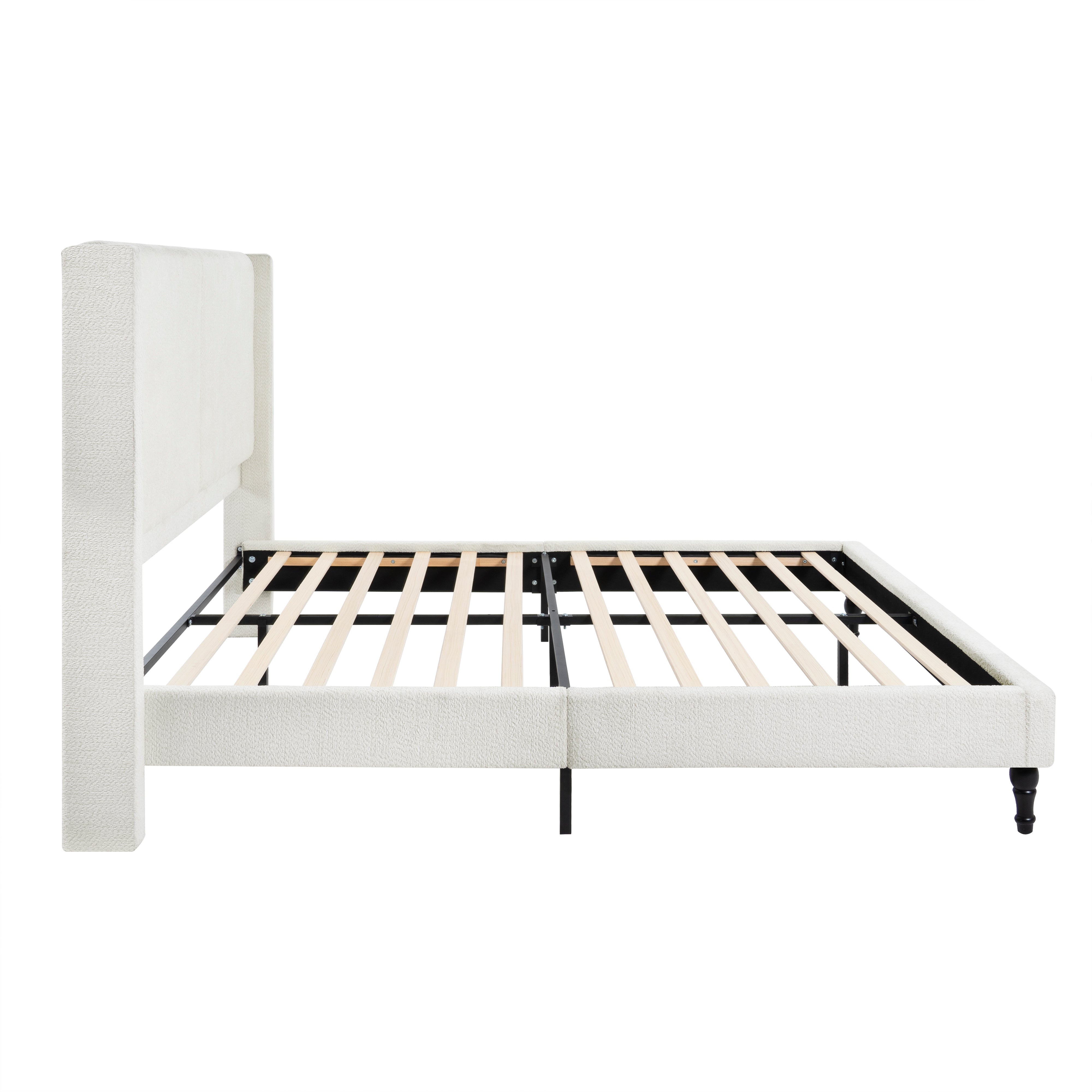Bed Frame with 55.5"High Back Boucle Upholstered Headboard