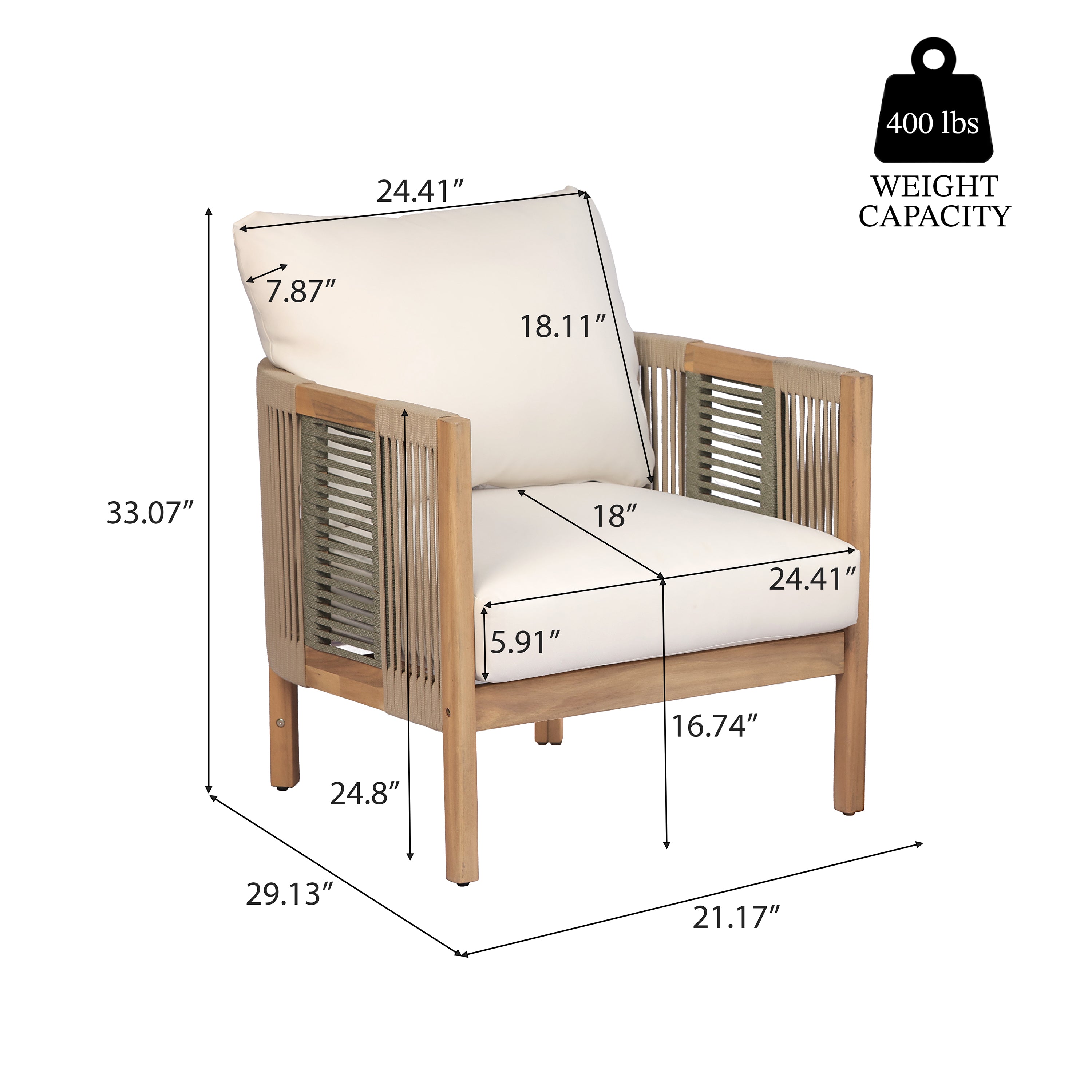 Potter 5-Piece Outdoor Acacia Wood Conversation Set