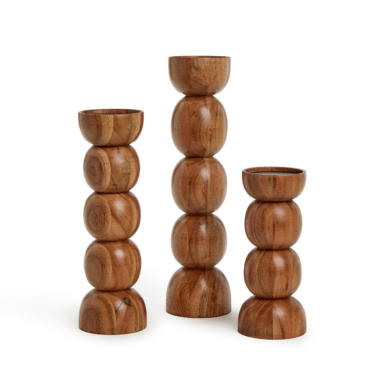 Spheres Hand-Crafted Pillar Candleholder, Set of 3