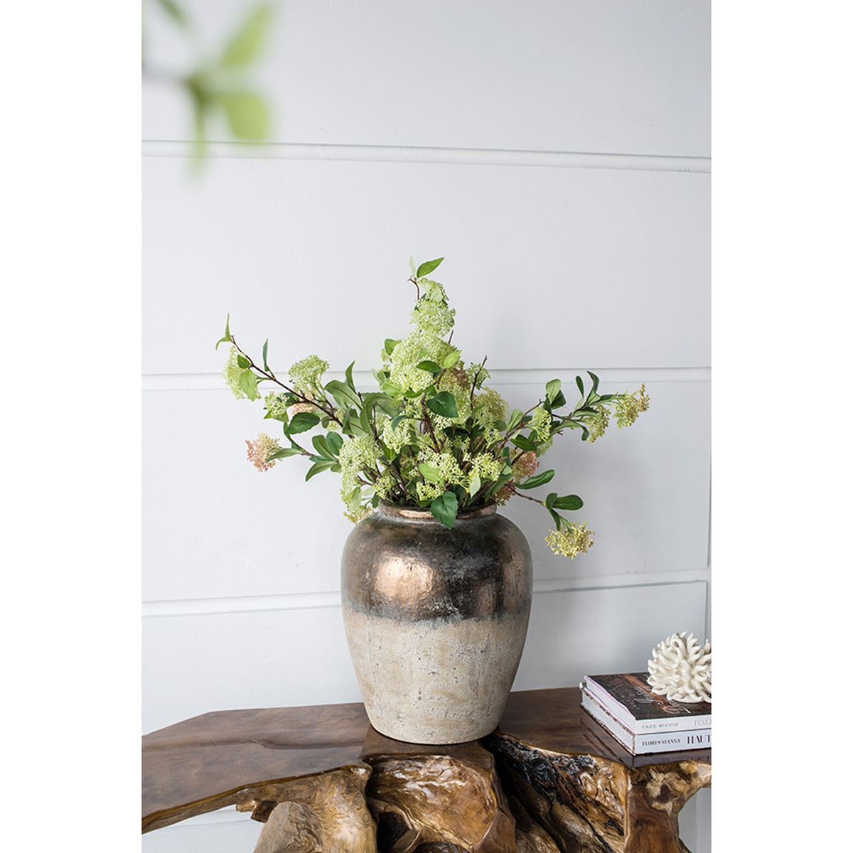 16" Round Sienna Brown Ceramic Accent Vase