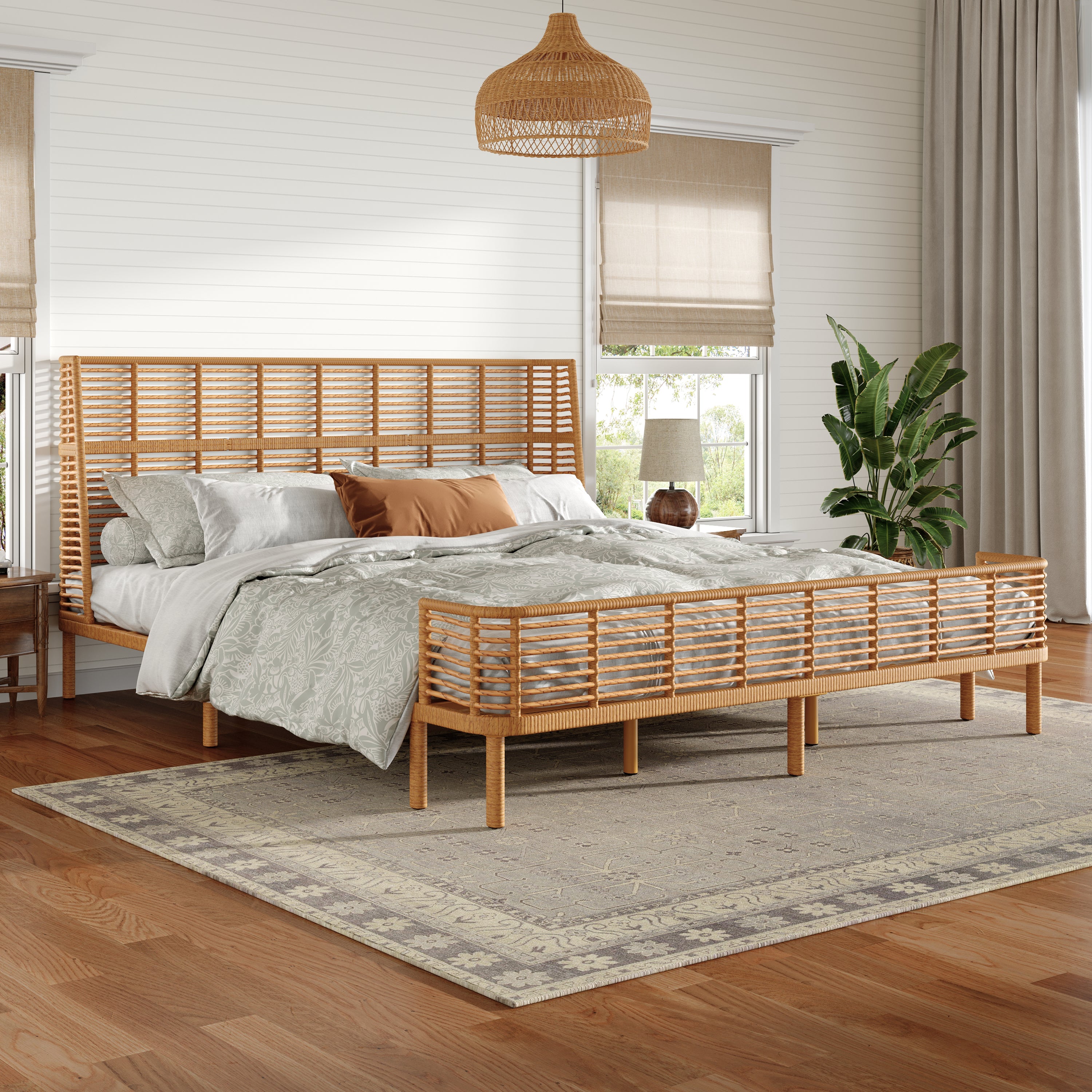 Wingback Rattan Bed