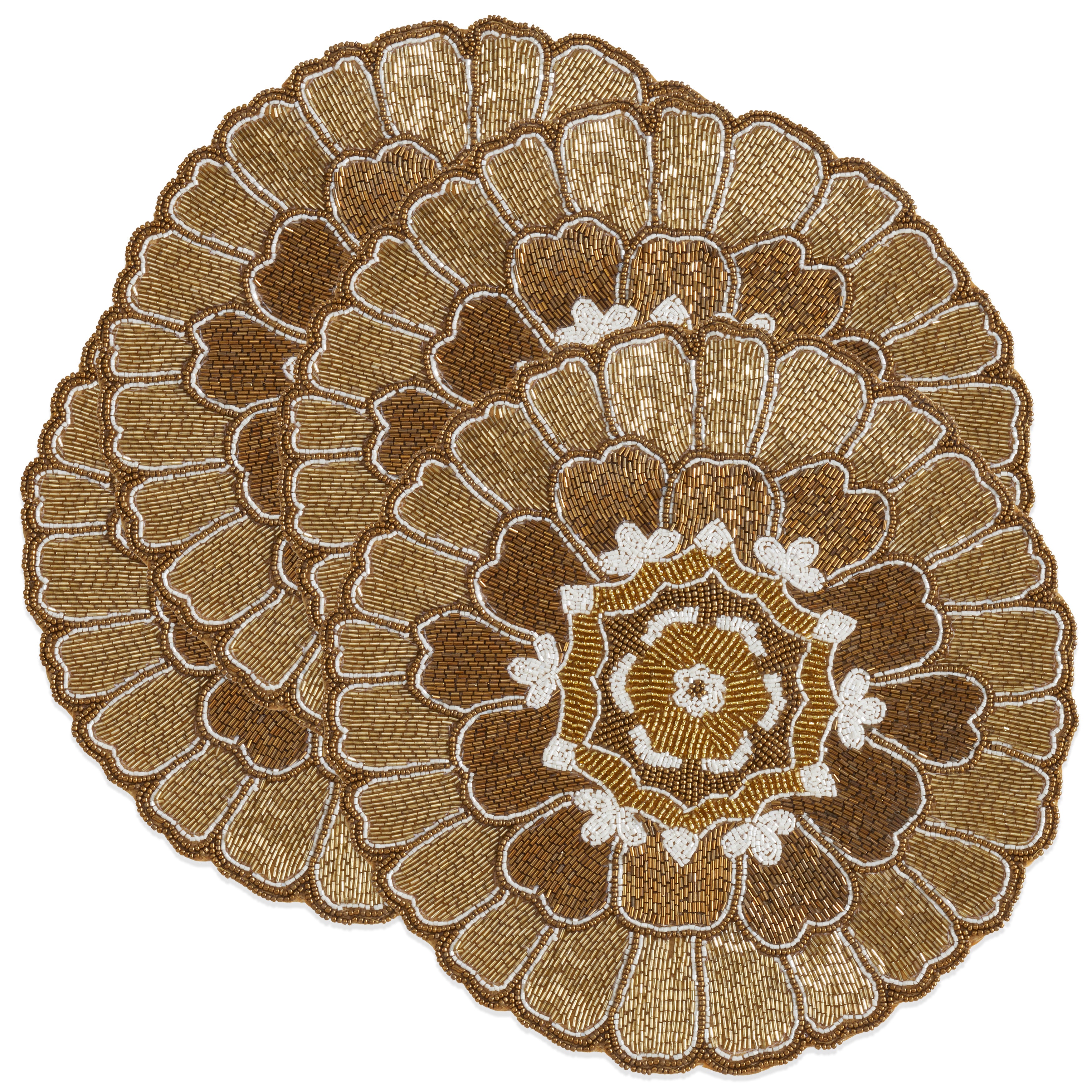 Floral Design Beaded Placemat, Set of 4