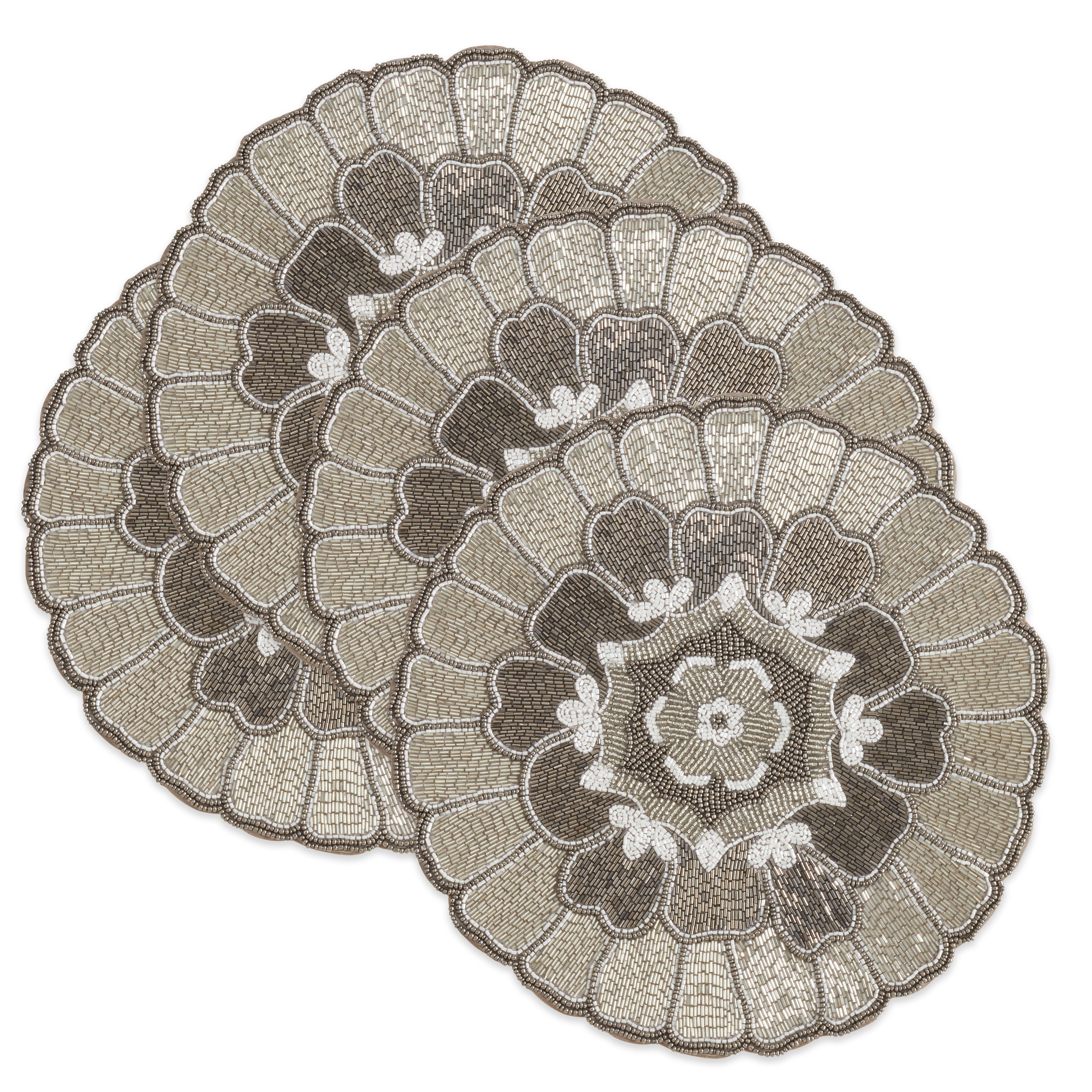 Floral Design Beaded Placemat, Set of 4