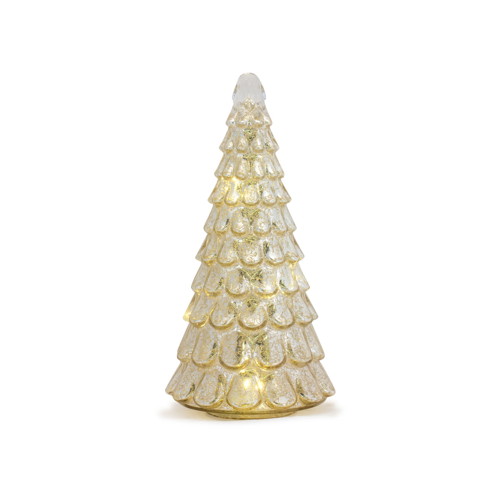 LED Lighted Mercury Glass Holiday Tree Décor, Set of 2