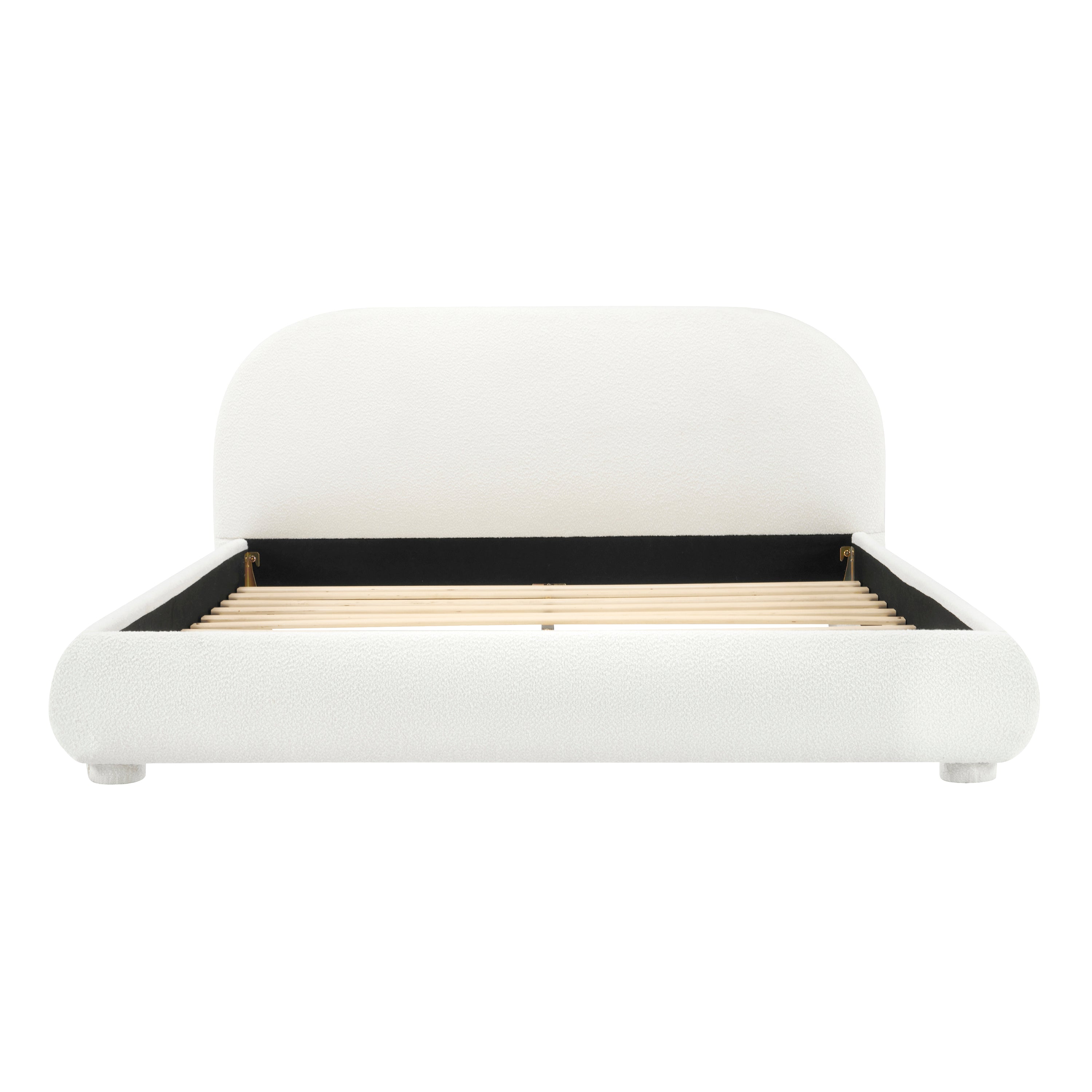 Modern Bed Frame with Upholstered Curved Headboard
