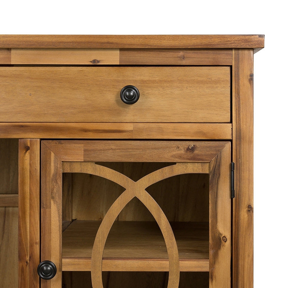Wooden Desk with Glass Door and 2 Drawers