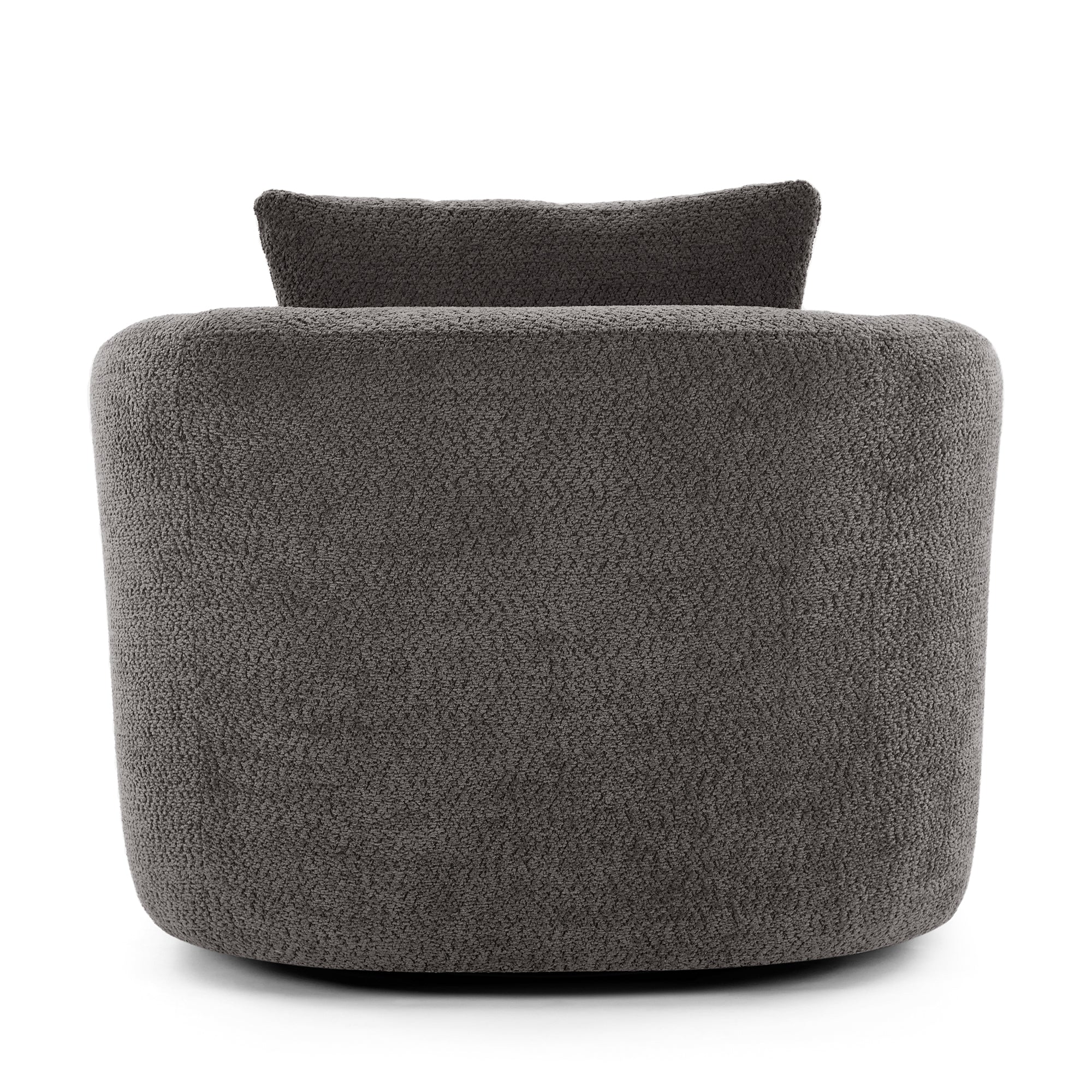 360° Swivel Barrel Chenille Upholstered Accent Chair with Throw Pillow