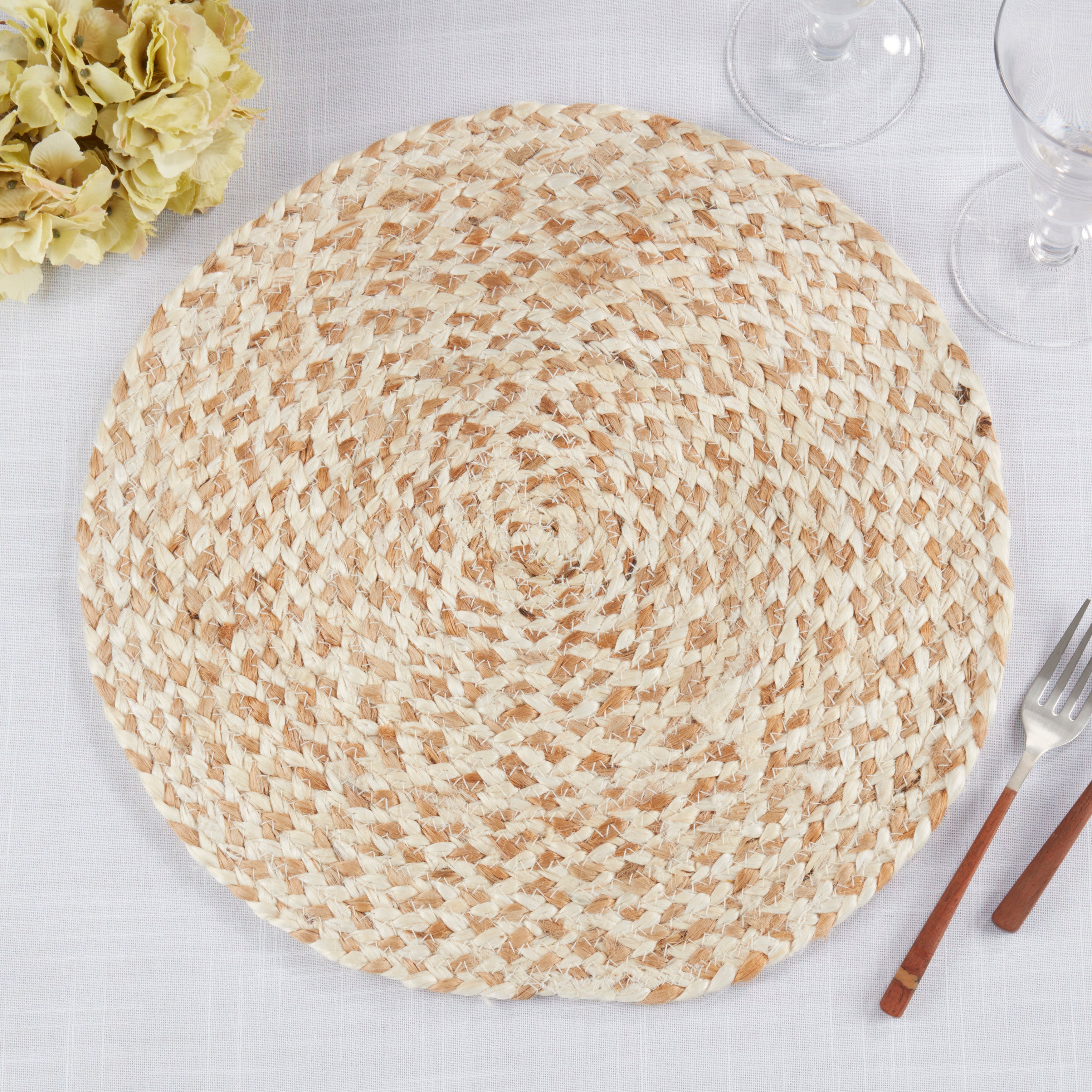 Woven Design Jute Placemat, Set of 4
