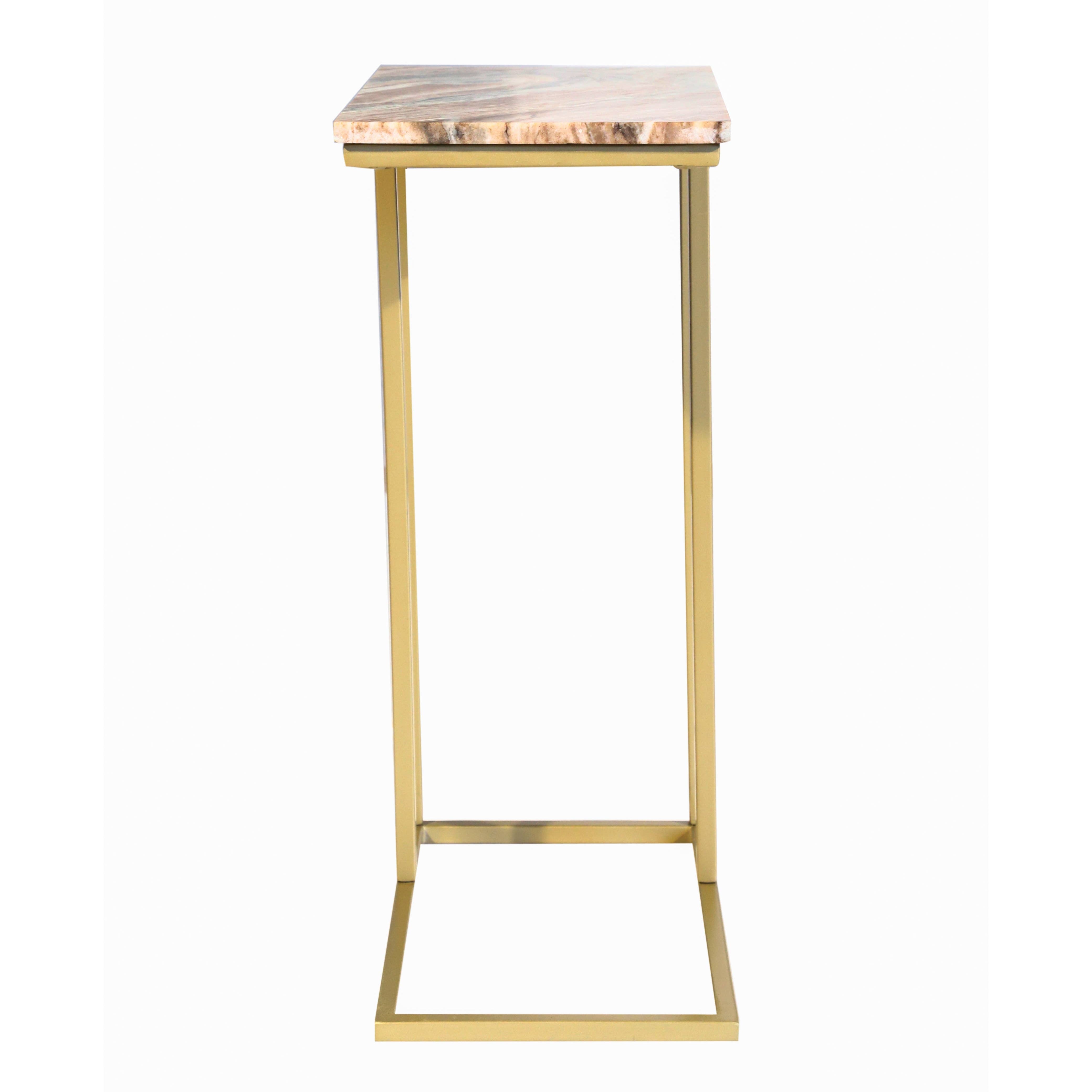 Marble "C" Table With Gold Metal Frame