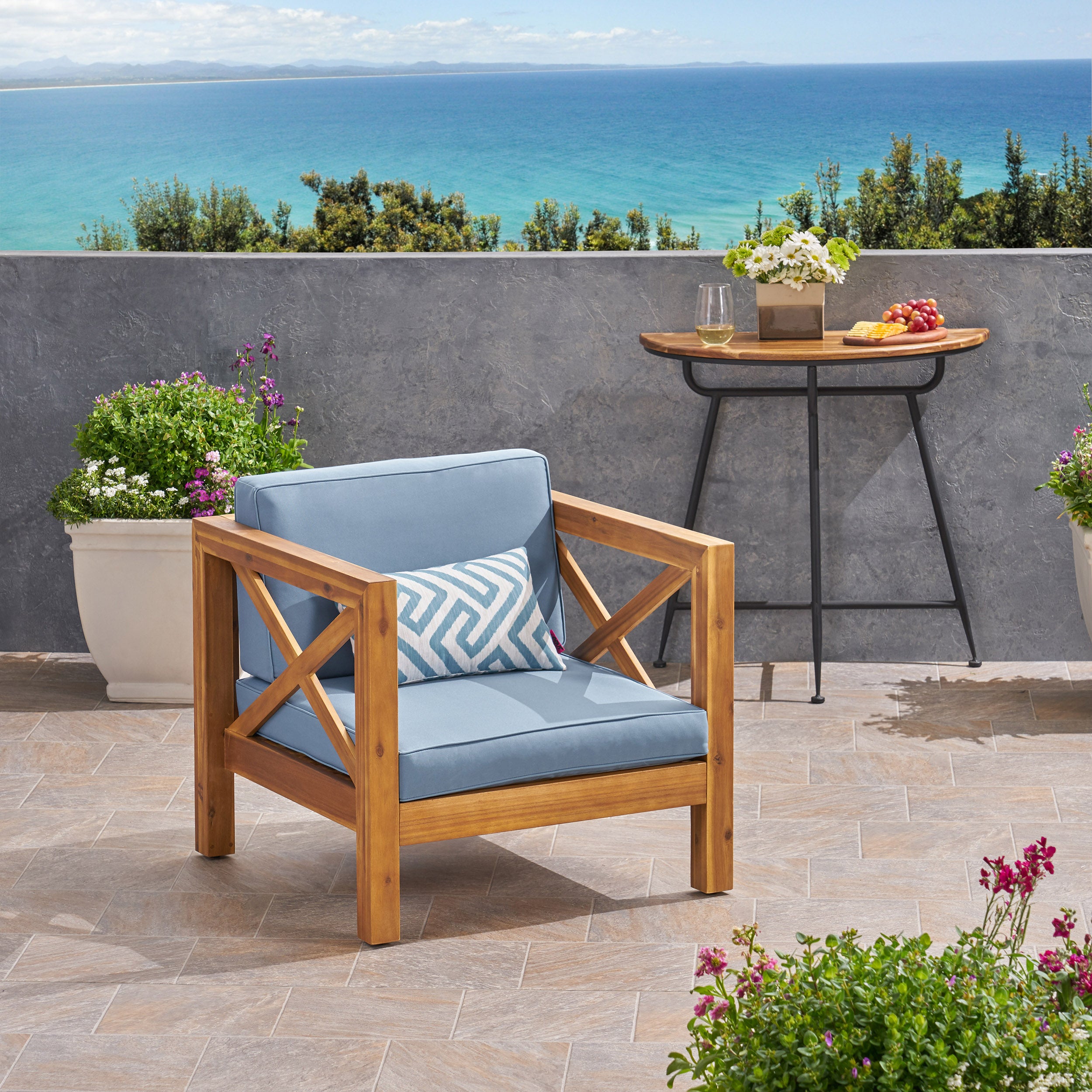 Brava Outdoor Club Chair with Water-Resistant Cushions