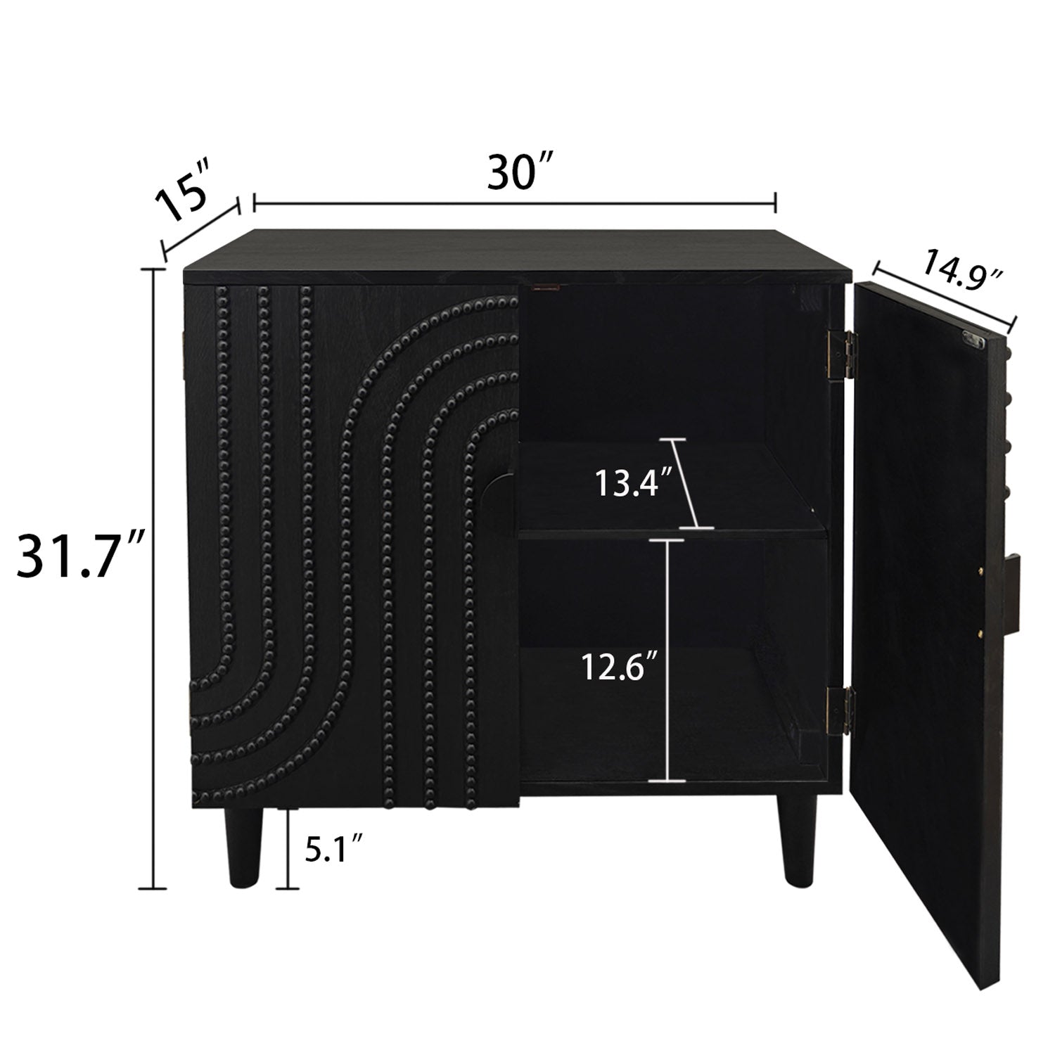 Modern Black Wood Storage Cabinet