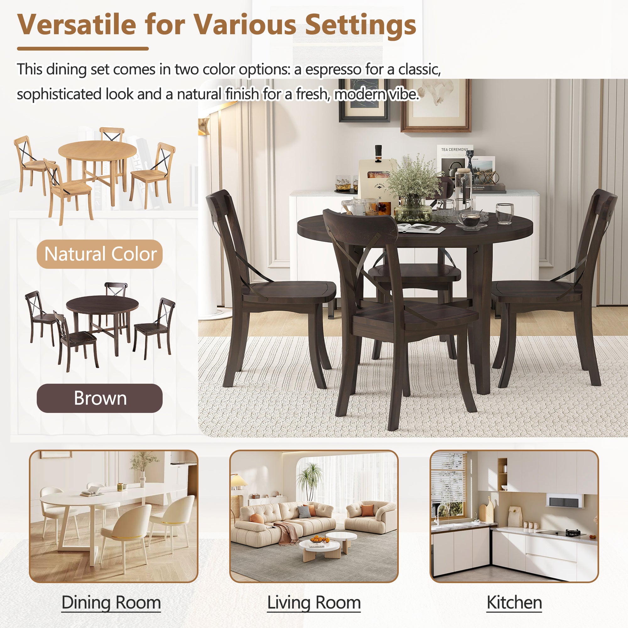 5-Piece Farmhouse Dining Set