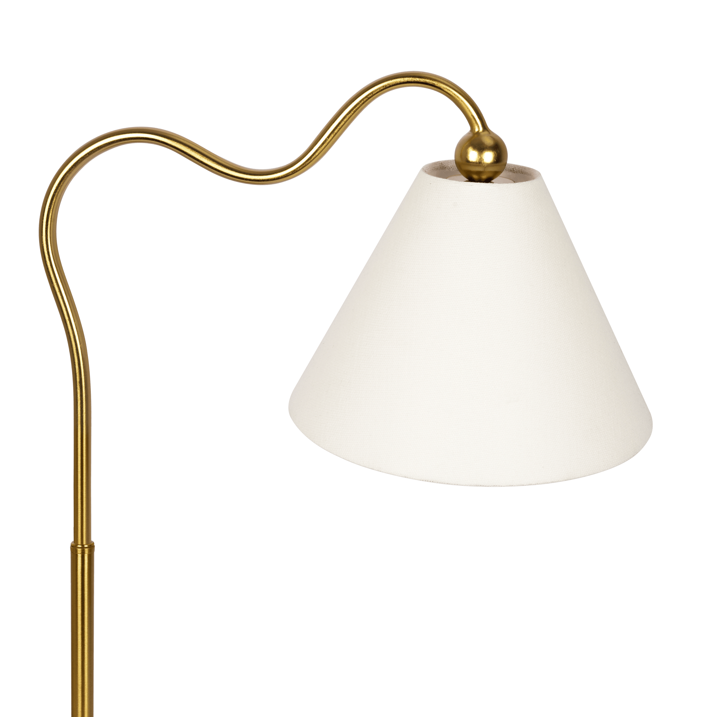 Cheering Brass Ring Base Curved Table Lamp with Triangle Drum Shade