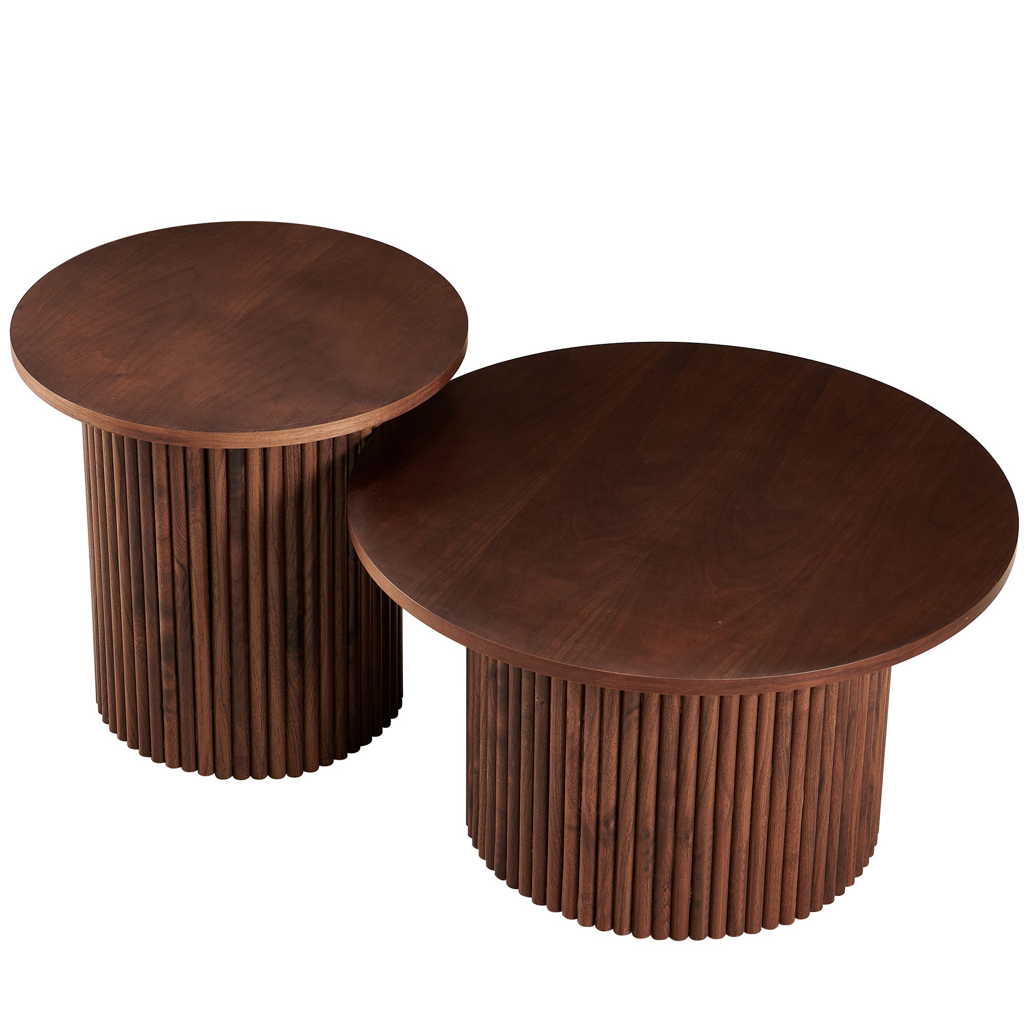 Fantasia Round Coffee Table Set with Column Design, Set of 2