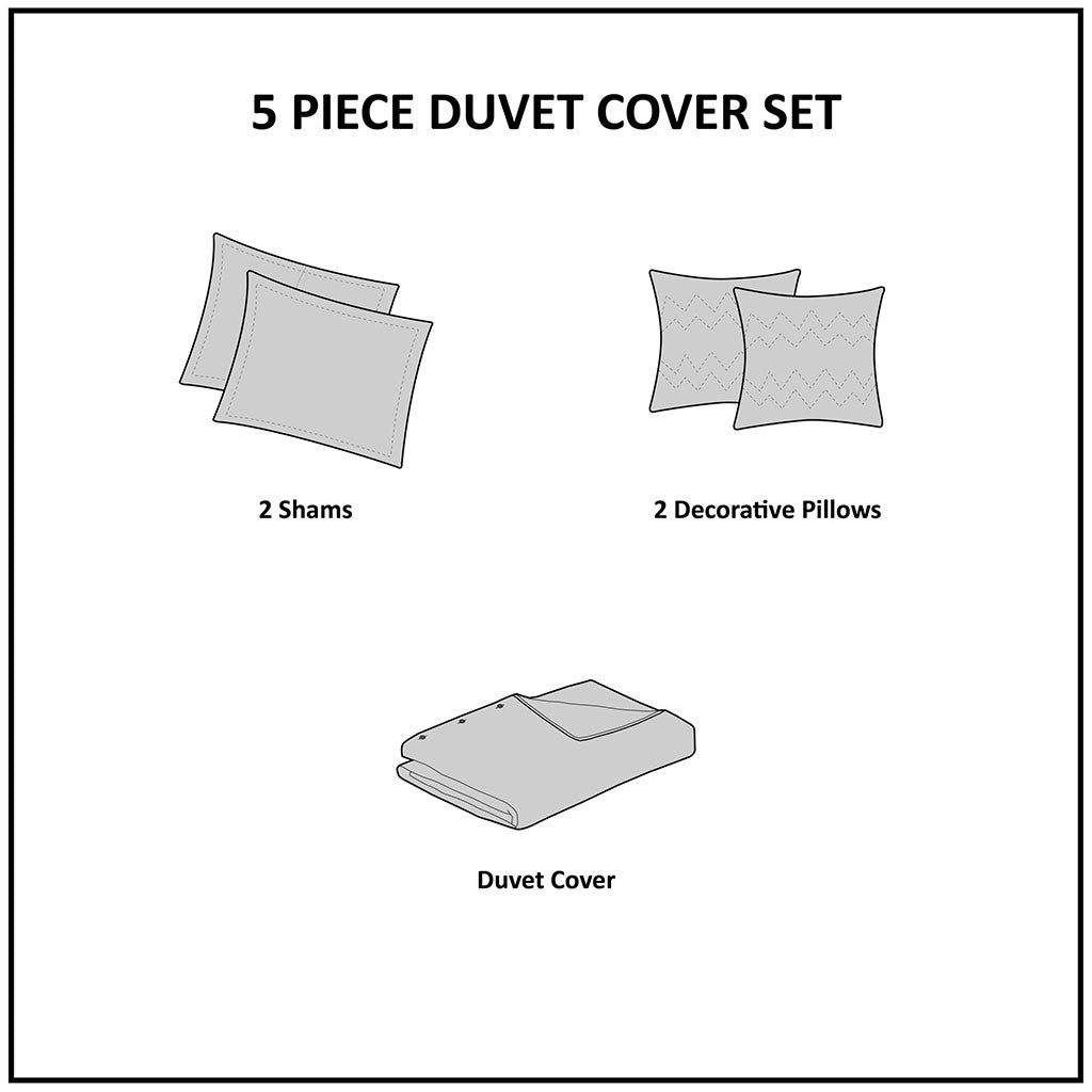 5-Piece Cotton Jaquard Duvet Set